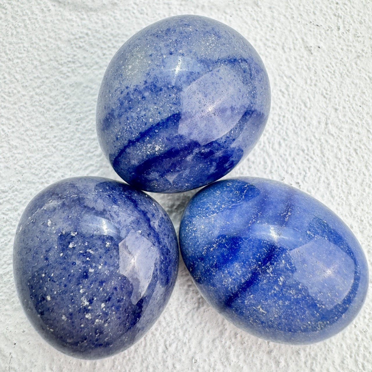 Complete set of polished Blue Aventurine gemstones