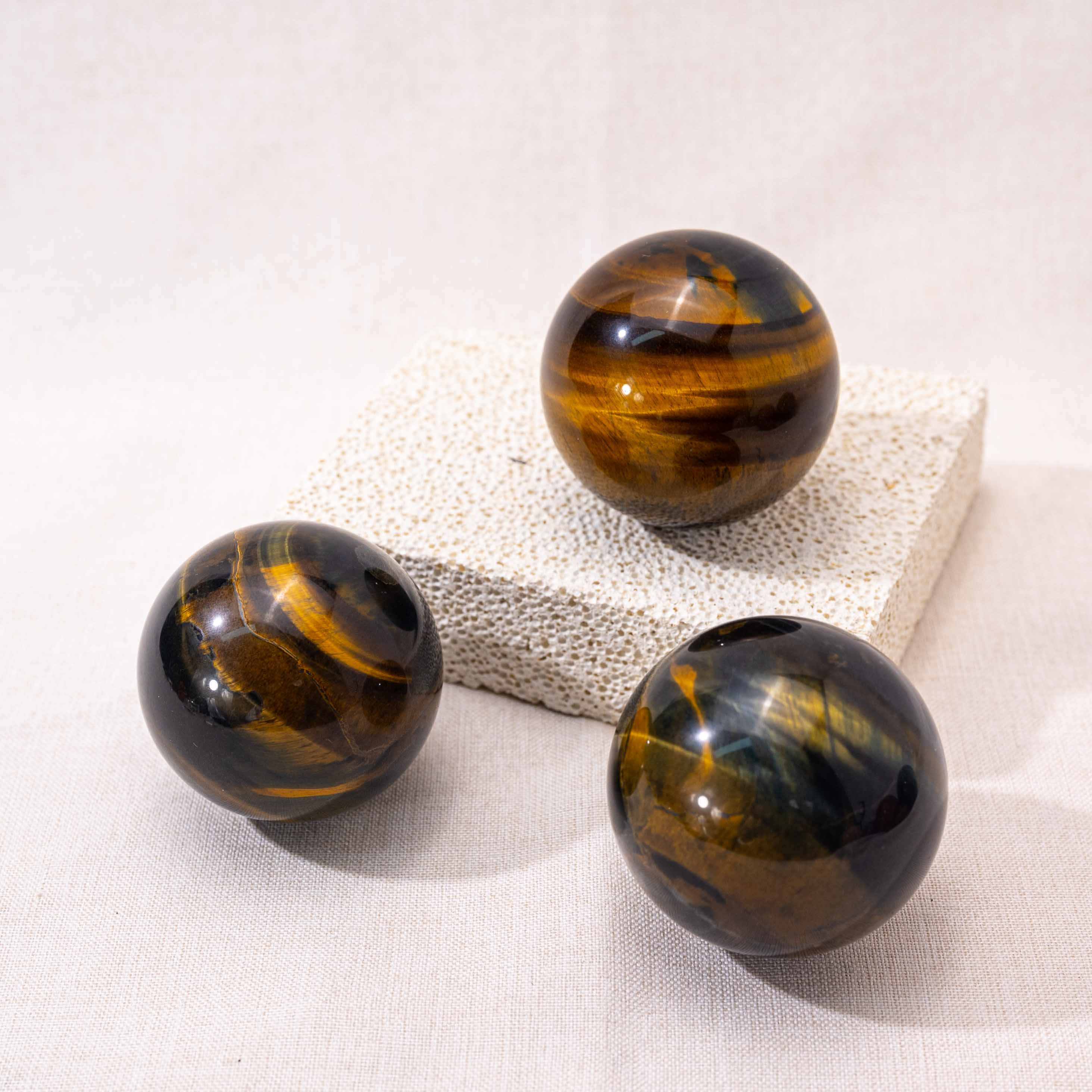 Decorative Blue Tiger Eye Stone Sphere with unique patterns