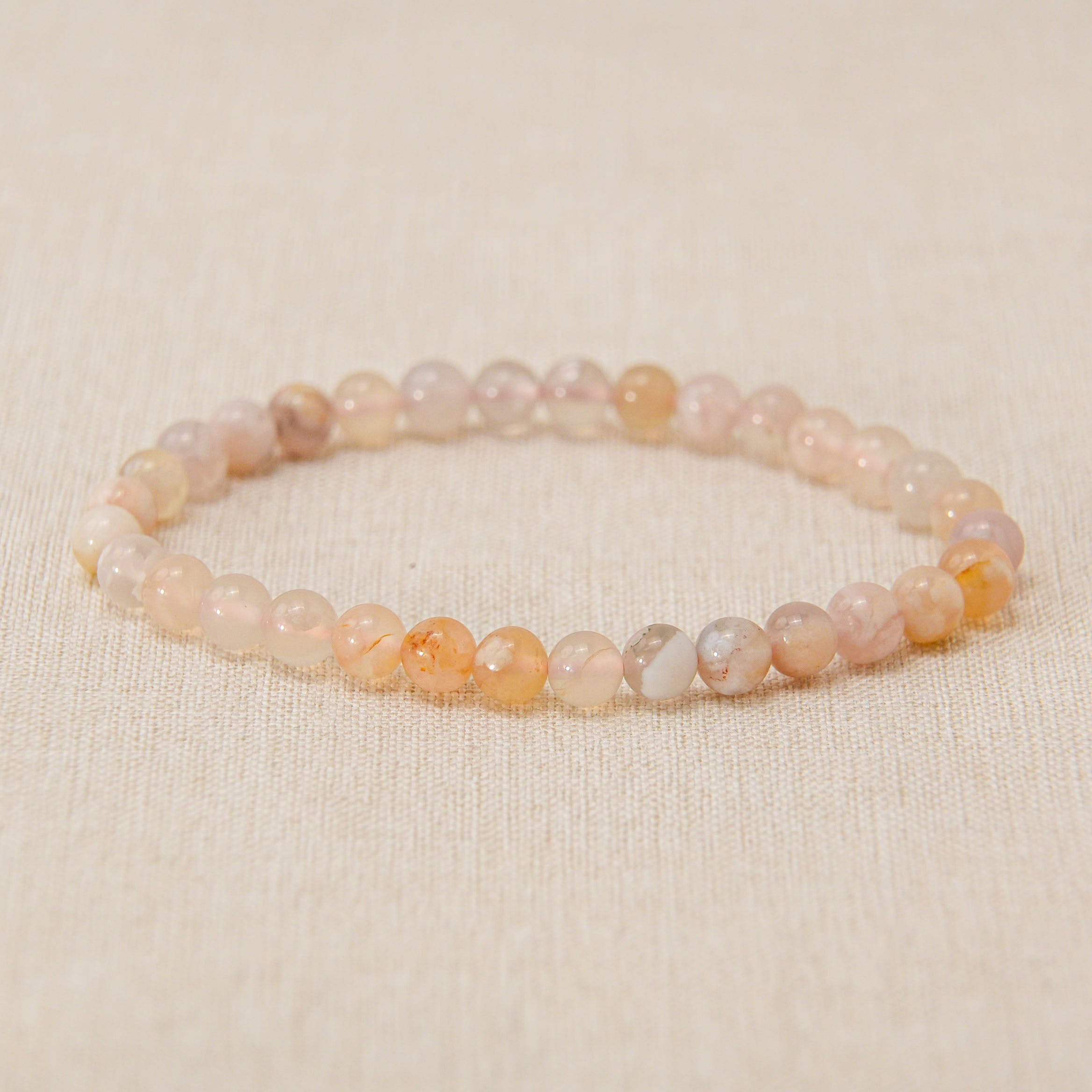 Cherry Blossom Agate Bracelet made from natural gemstone
