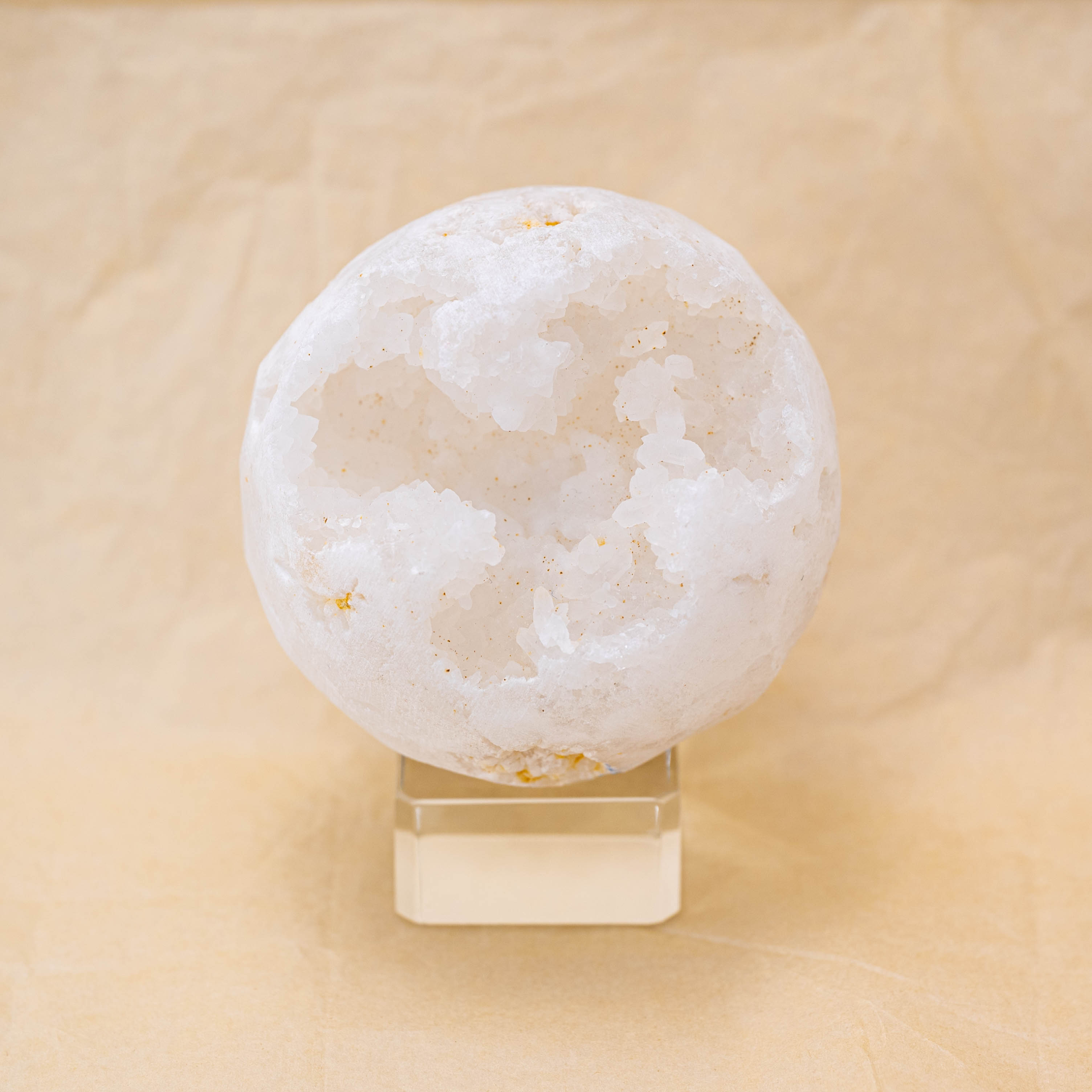 Clear Quartz Geode Sphere with sparkling crystals