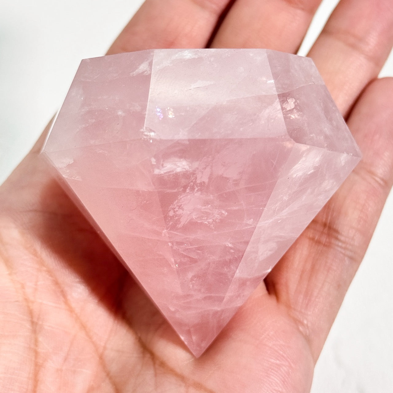 Gift wrapped rose quartz diamond point for special occasions