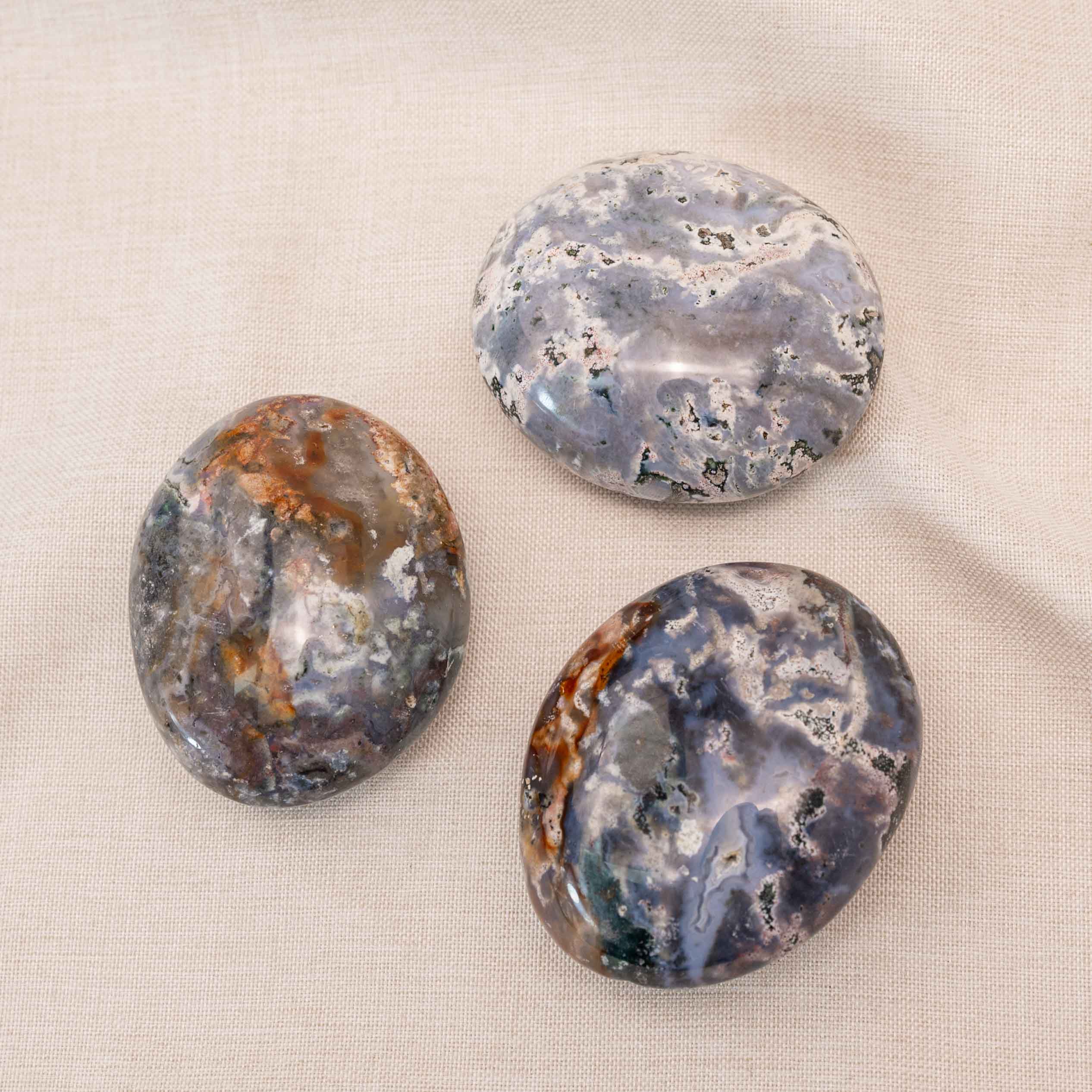 Unique Ocean Jasper Palm Stone, ideal for meditation and stress relief