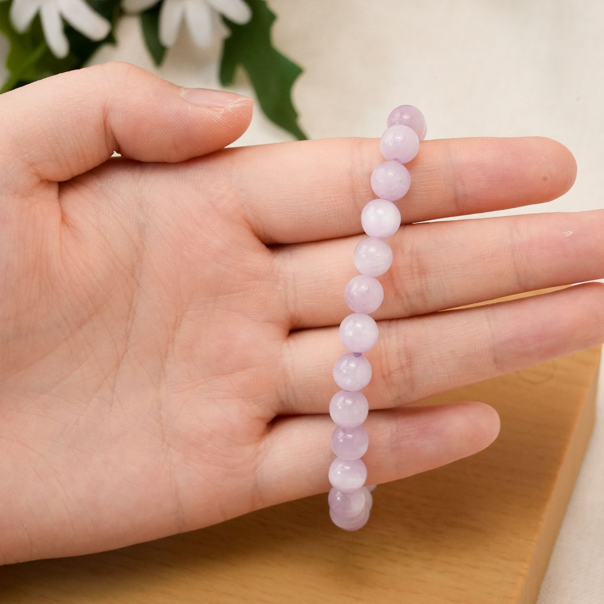 Kunzite bracelet providing emotional balance and stress relief