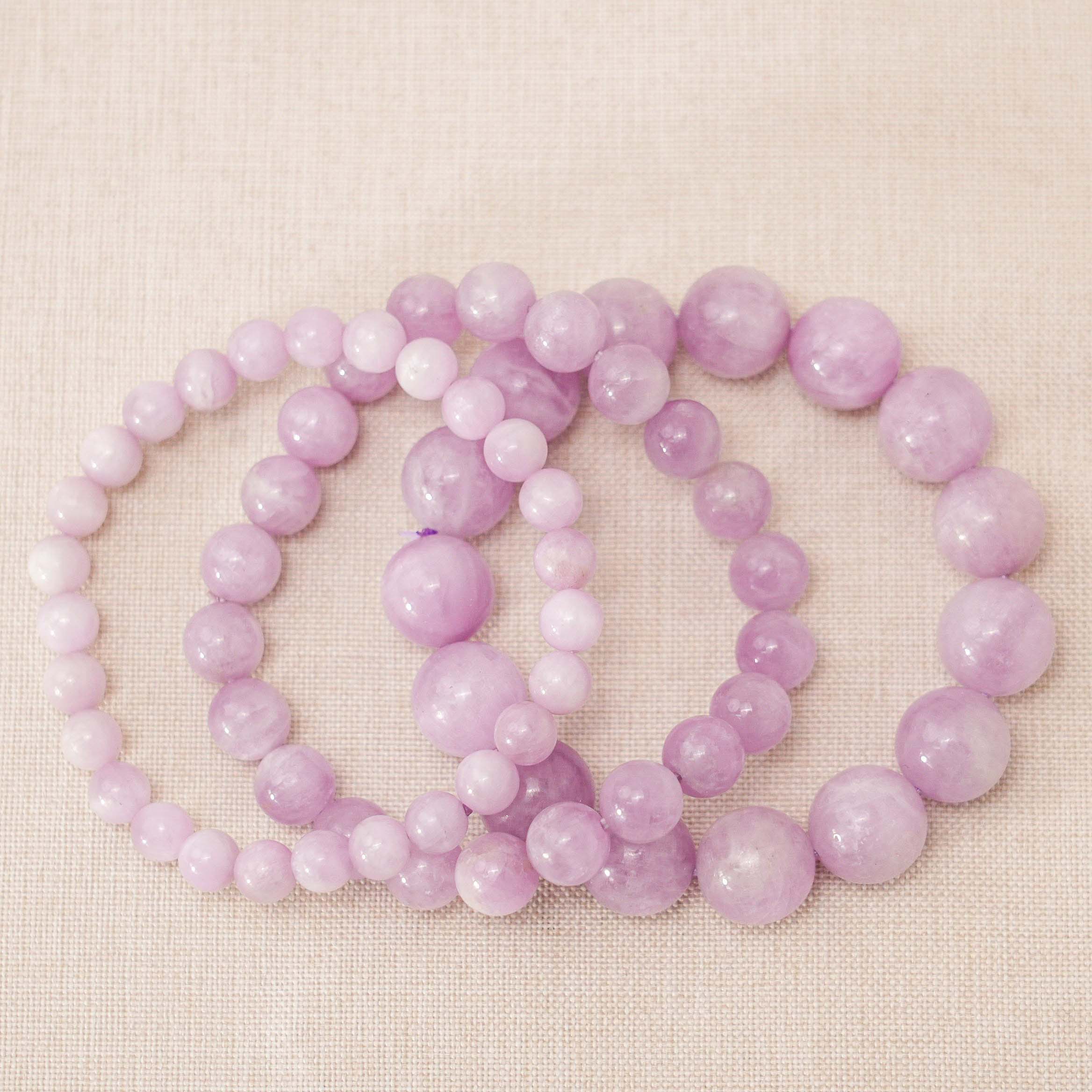Natural Kunzite Gemstone Bracelet, known for its healing energy and calming effects. Perfect for stress relief