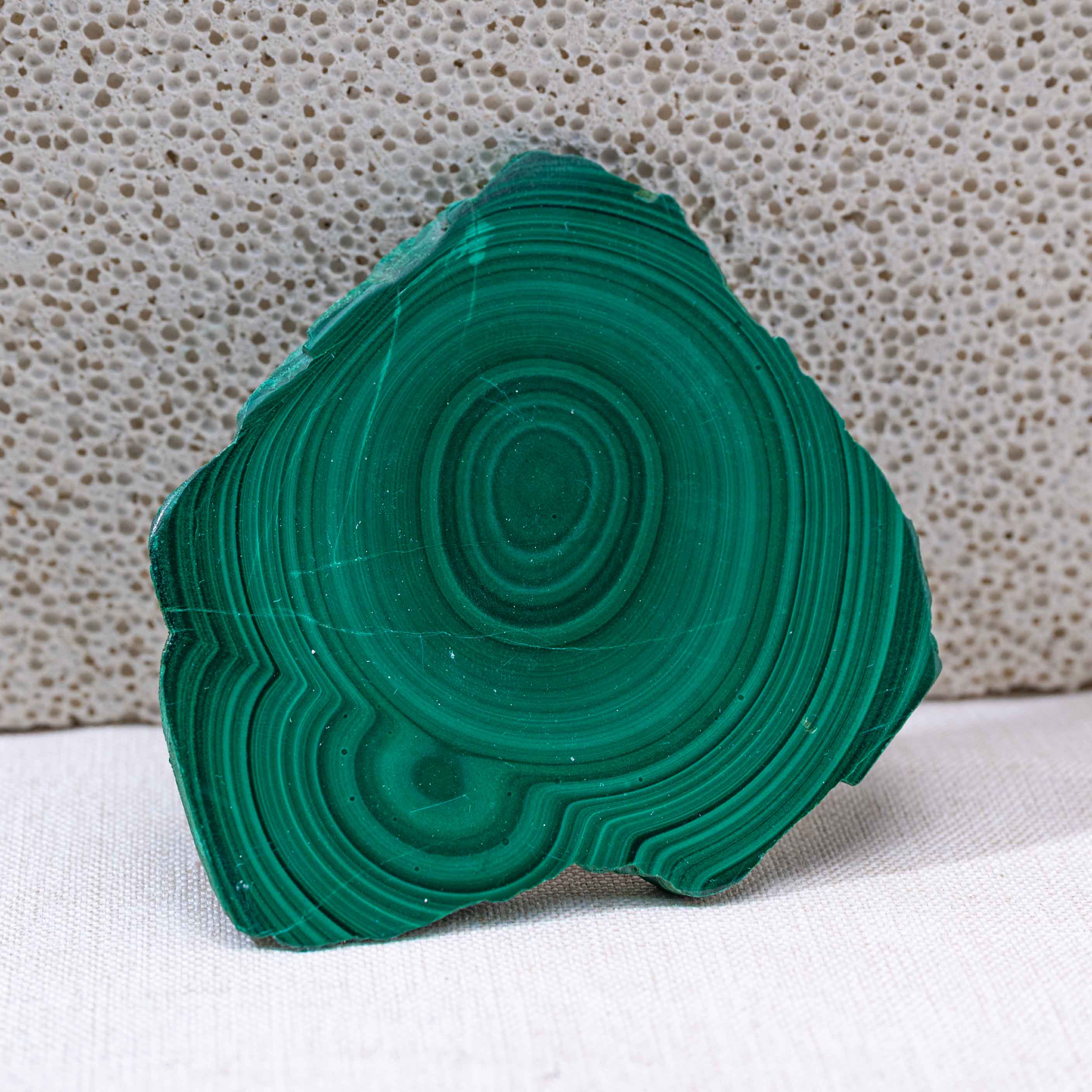 Hand-polished Malachite Slab for enhancing emotional stability and spiritual growth.