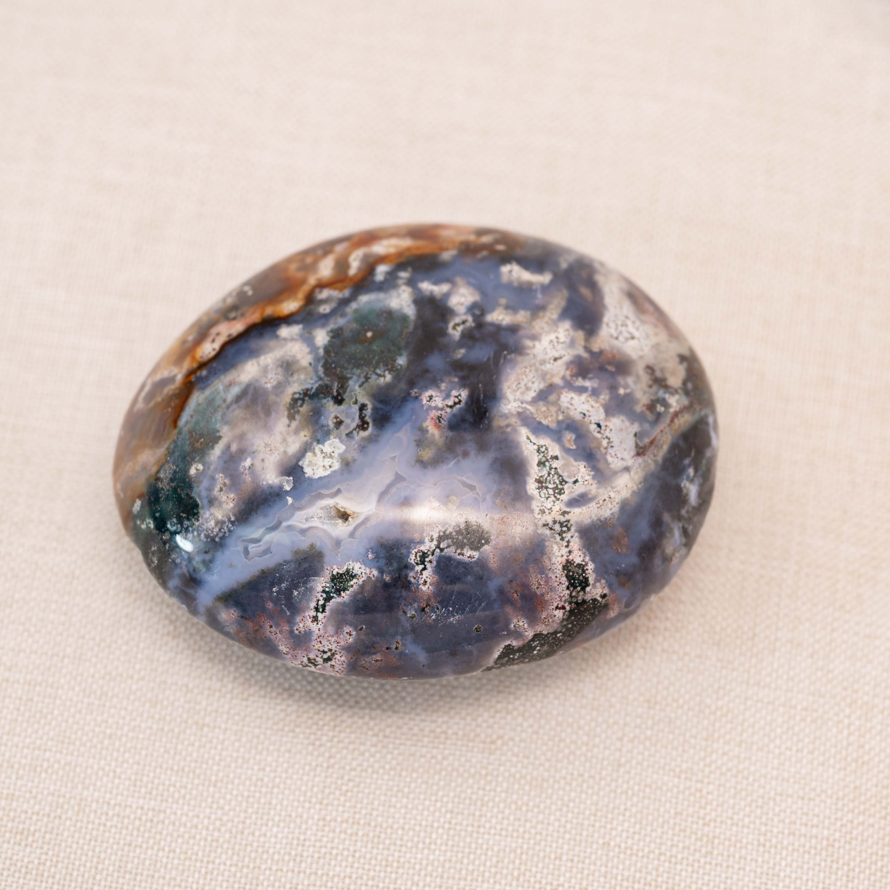 Natural Ocean Jasper Palm Stone for calming and healing energy