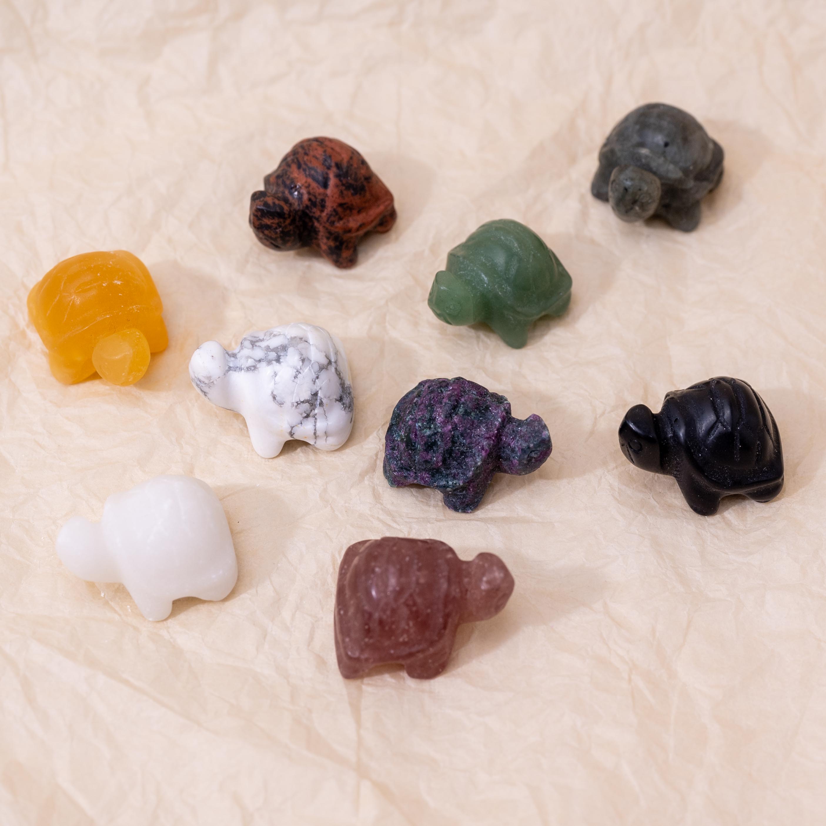 Yellow Calcite Mini Turtle Carving is a handcrafted crystal sculpture designed for healing and decoration.