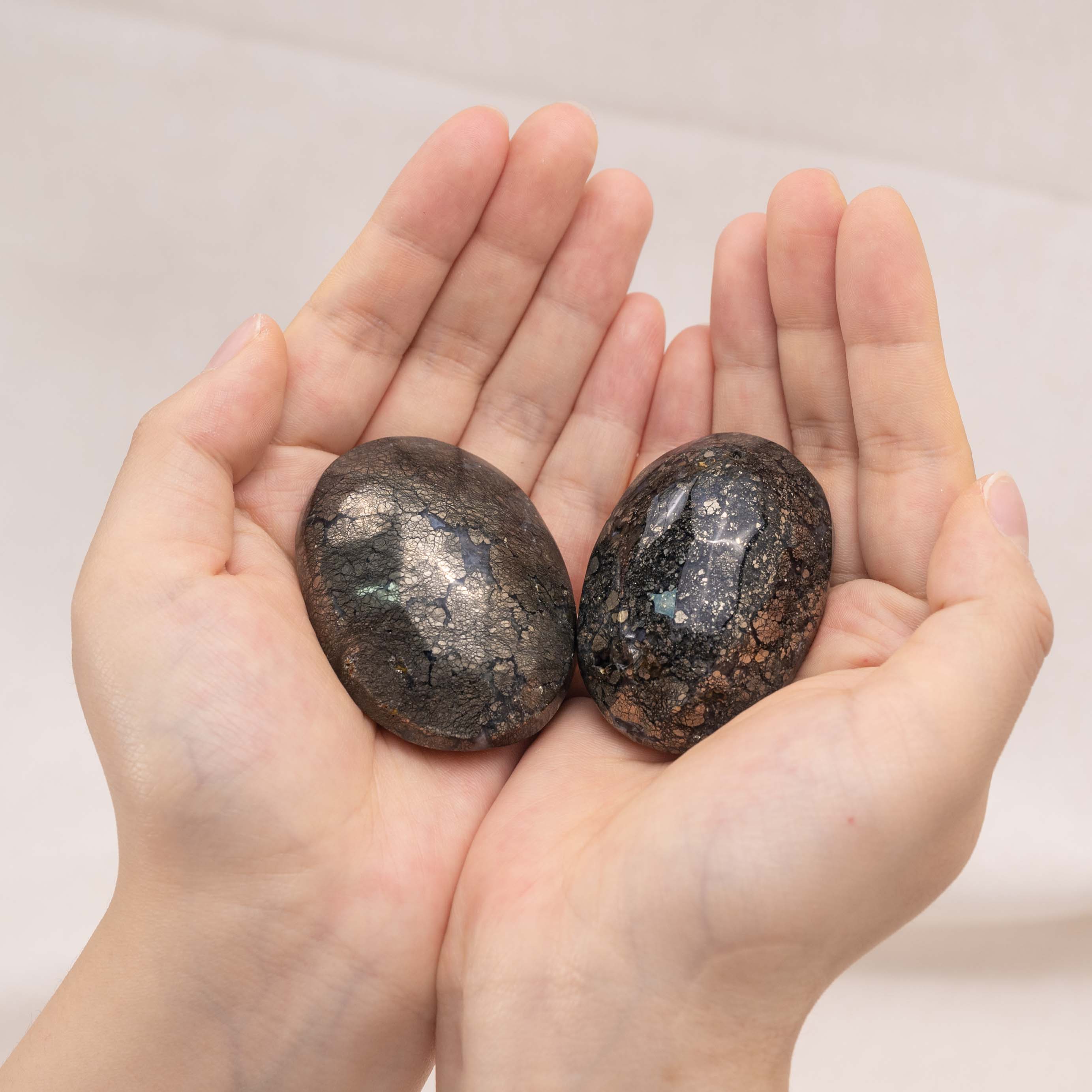 Unique Marcasite Agate Palm Stone, ideal for meditation and stress relief