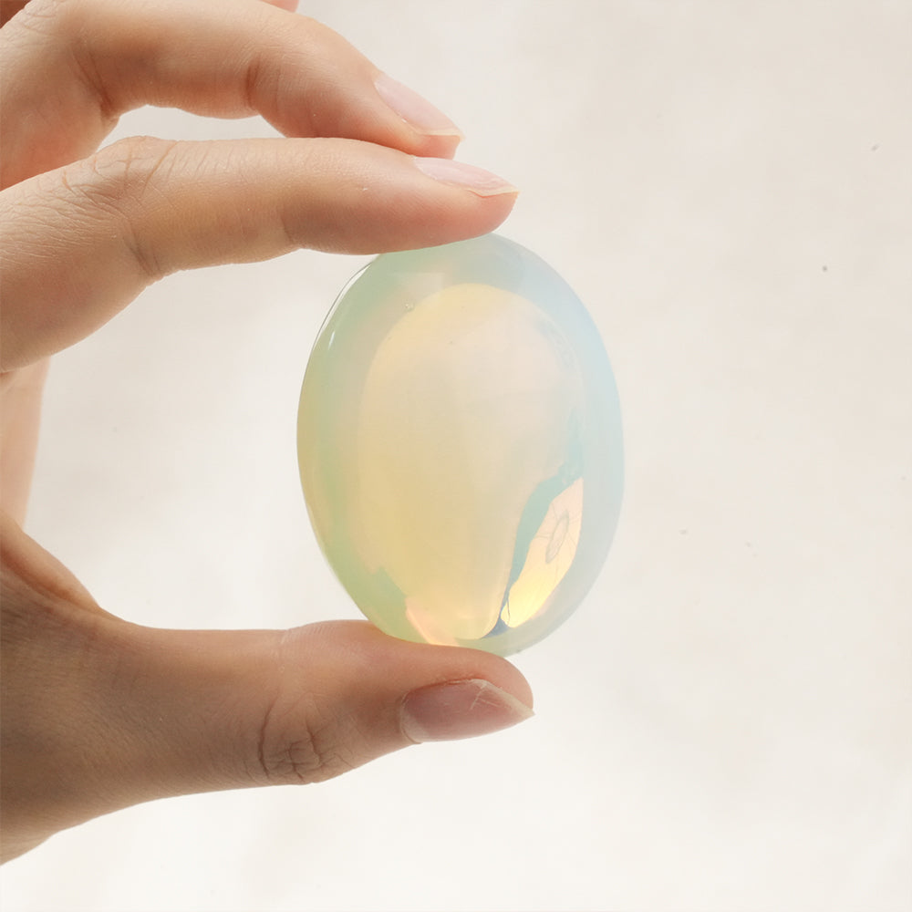 Healing Opalite Palm Stone providing calming and soothing energies