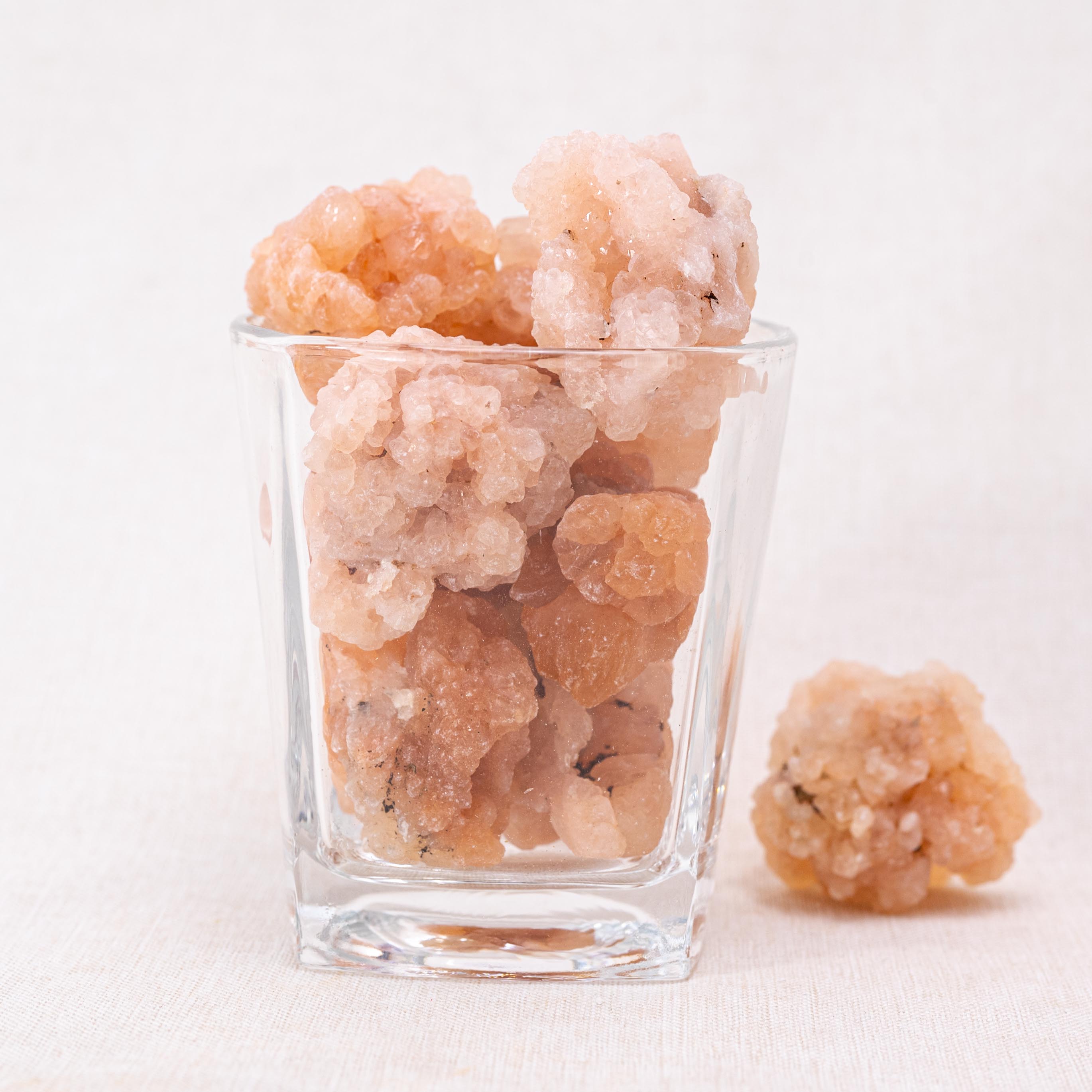 Unpolished red calcite stones are ideal for emotional balance.