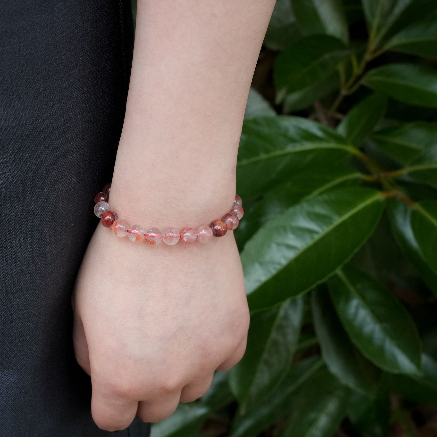 Dynamic Red Fire Quartz bracelet for increased motivation, featuring striking red inclusions