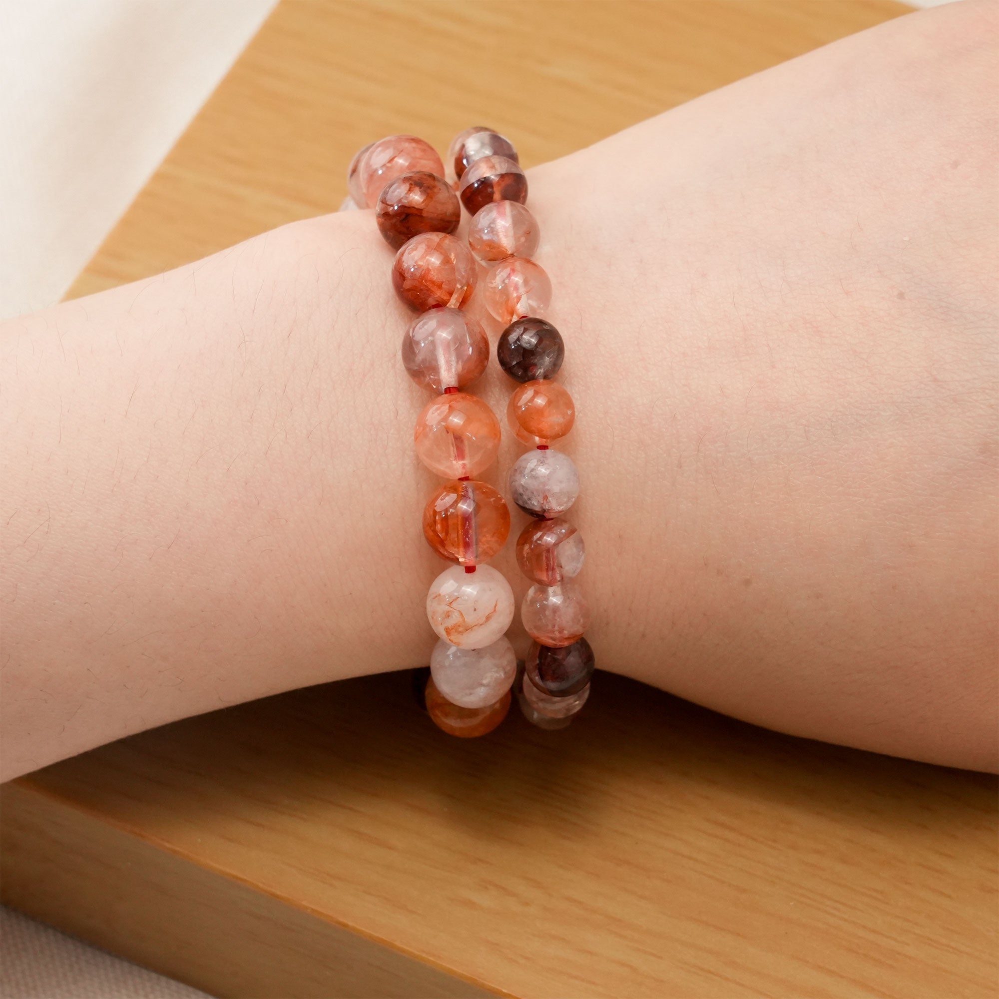 Red Fire Quartz bracelet with deep red hues and dynamic patterns for boosting energy and vitality
