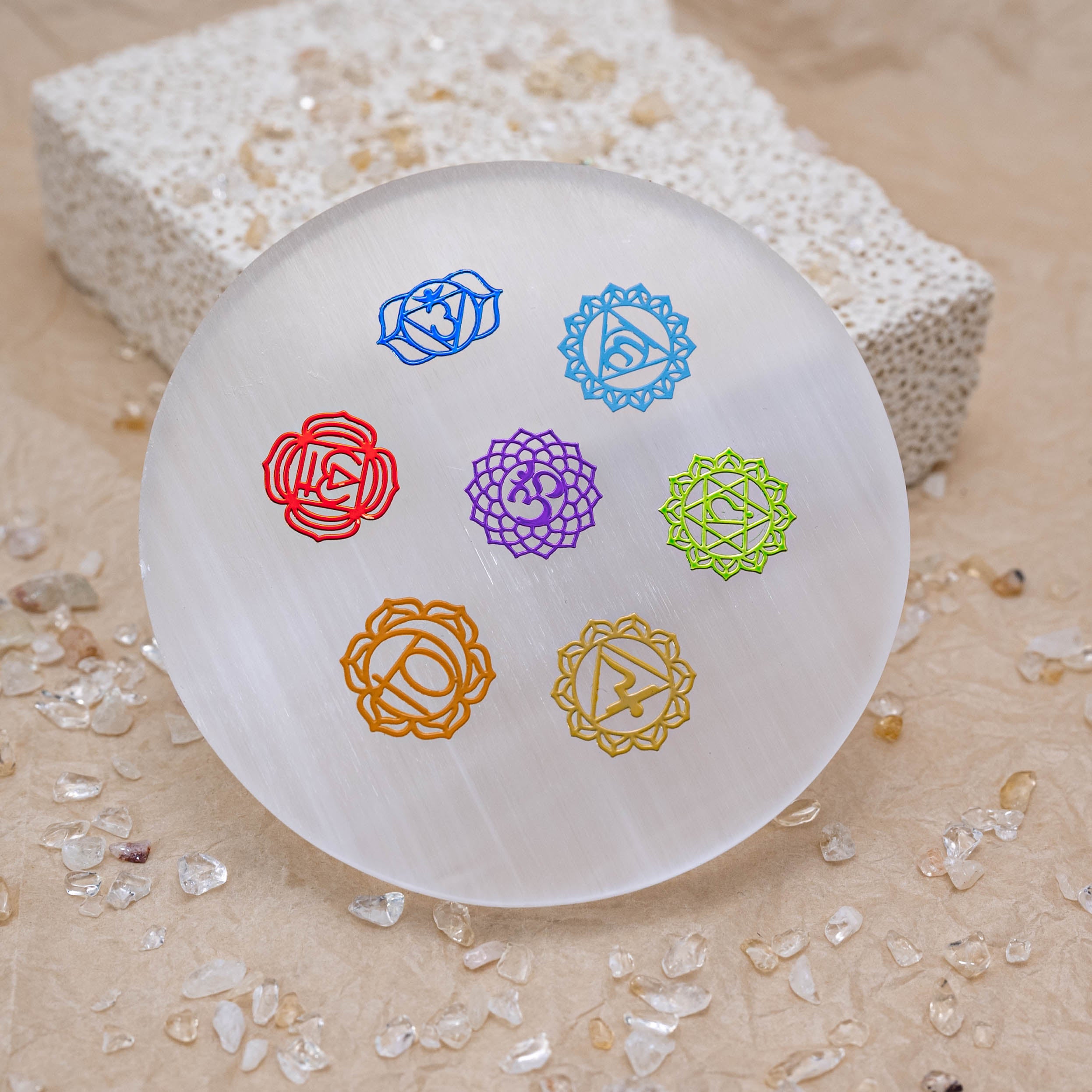 7 Chakra Selenite Charging Plate