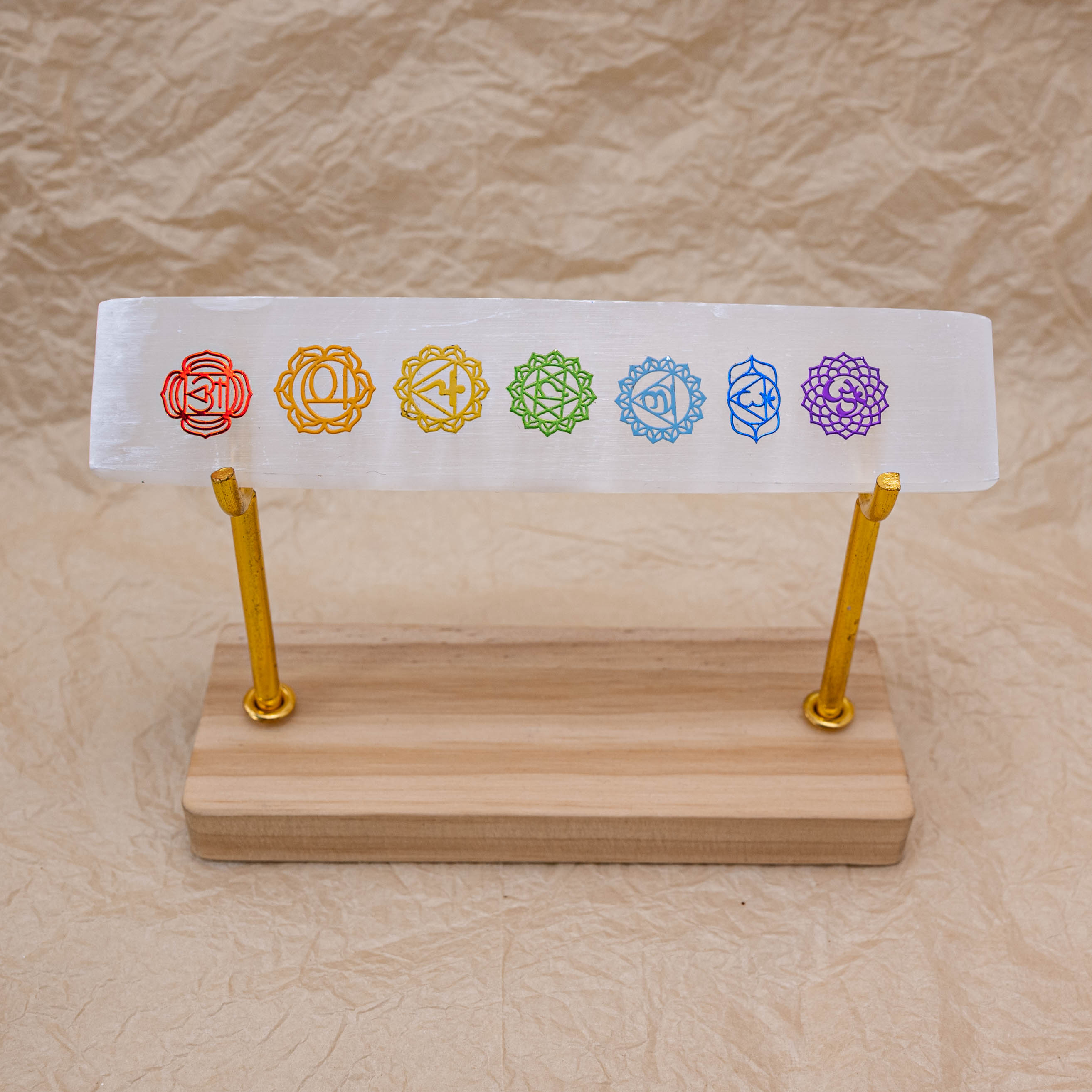 Selenite 7 Chakra Wand for energy healing