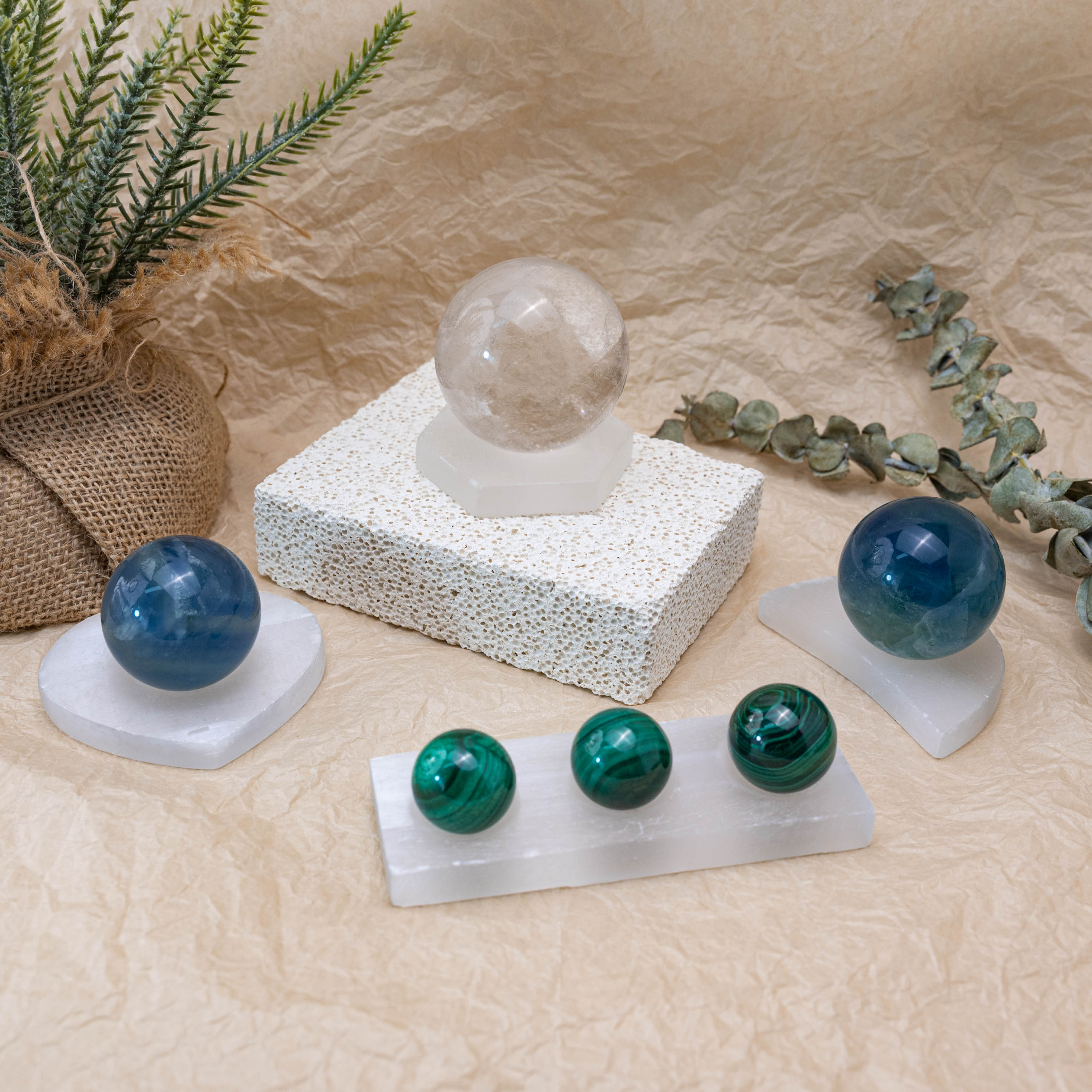 Selenite Sphere Holder for crystal display