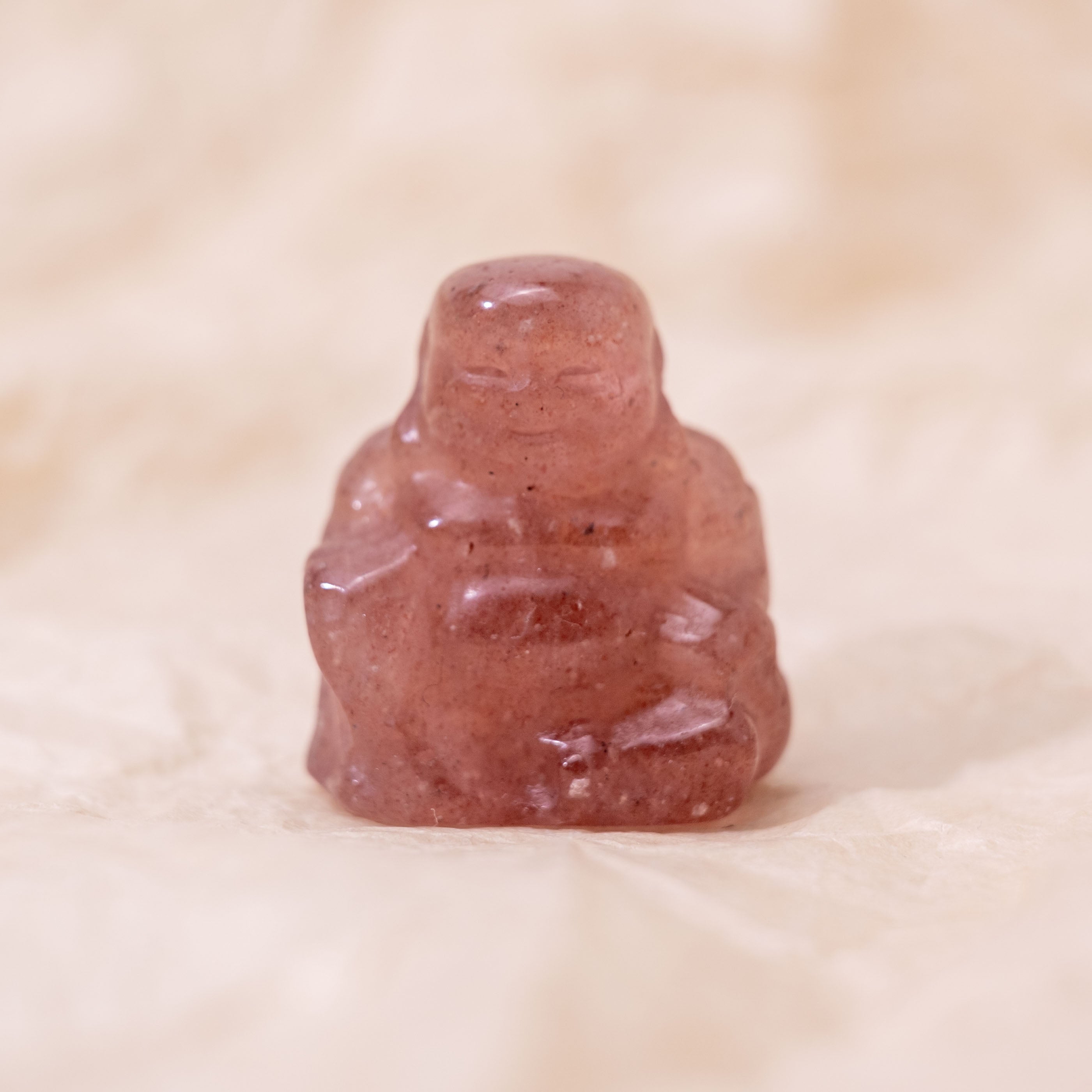 Strawberry Quartz Mini Buddha for love and emotional healing.