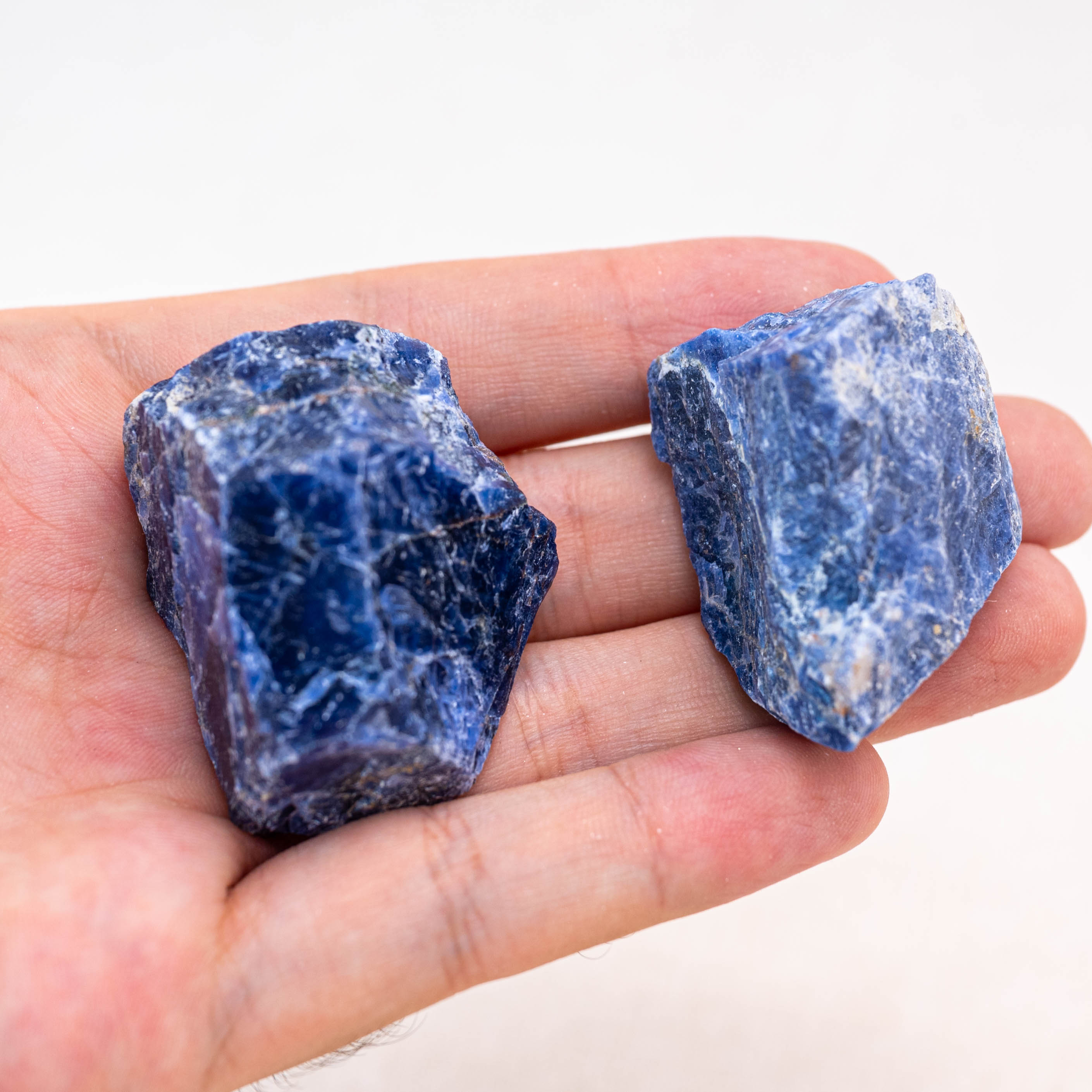 Natural larimar rough crystals are highly sought after