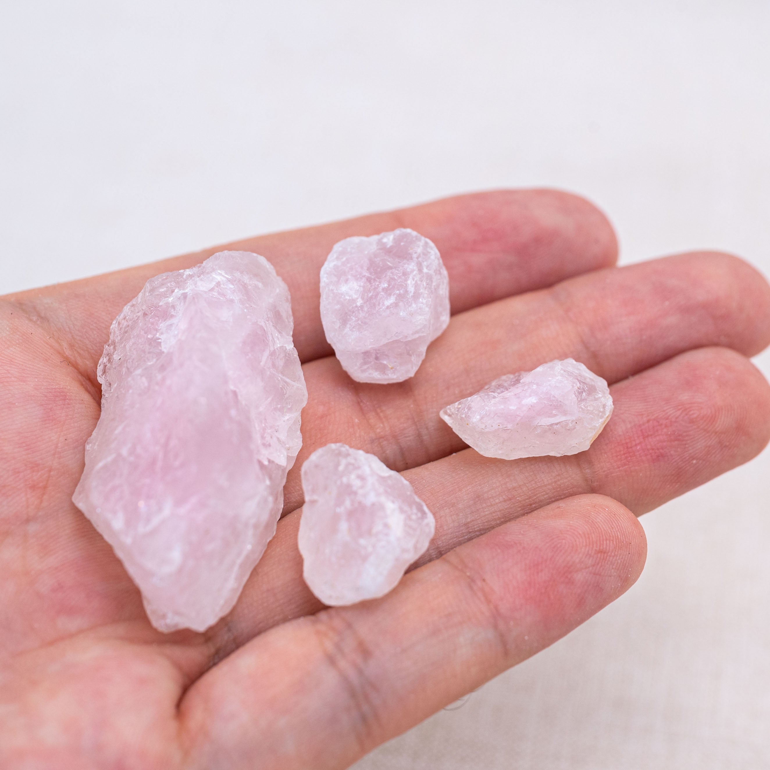 Natural rose quartz rough crystals are perfect for attracting romance