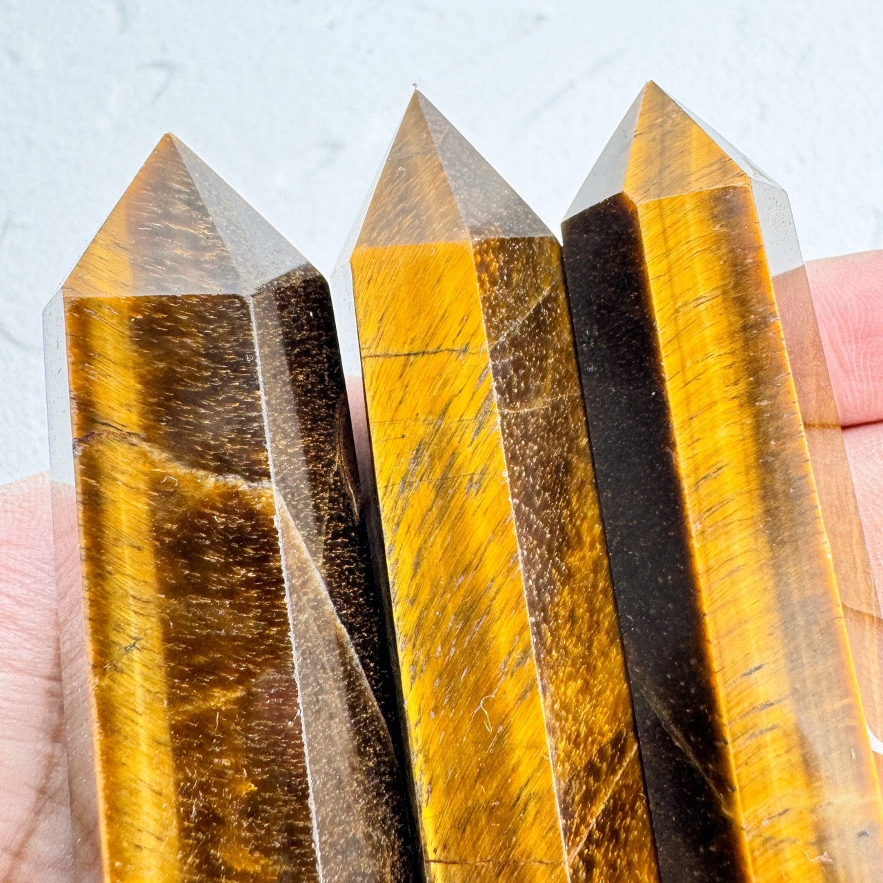 High-quality yellow tiger eye crystal point