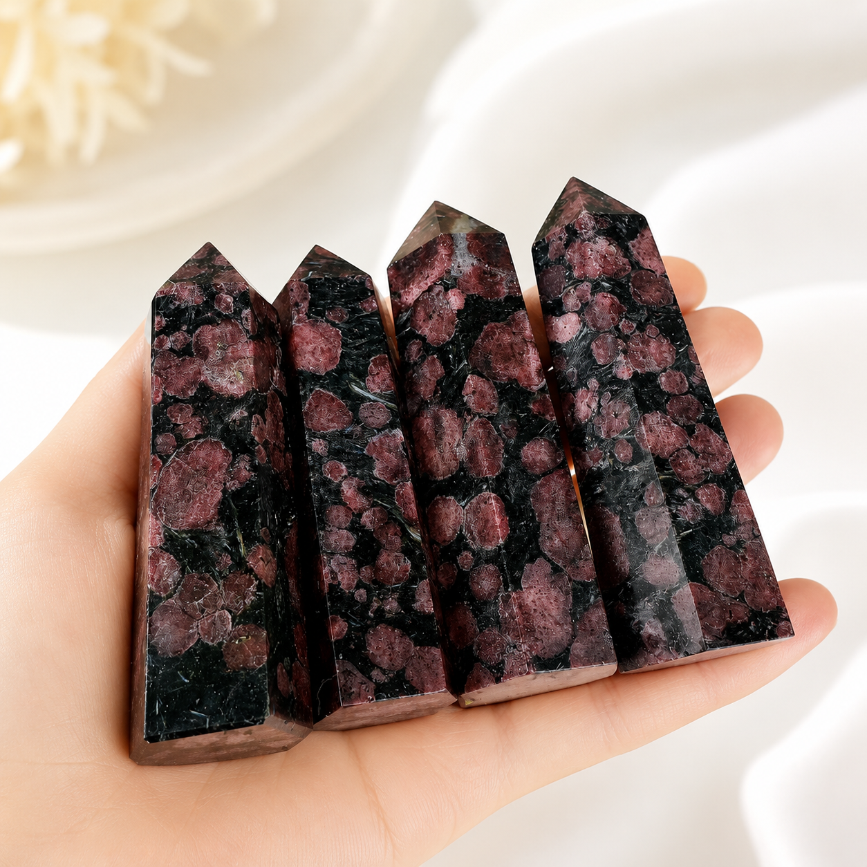 Garnet in Arfvedsonite Tower – The Striking "Fireworks Stone" Crystal Point for Grounding & Passion