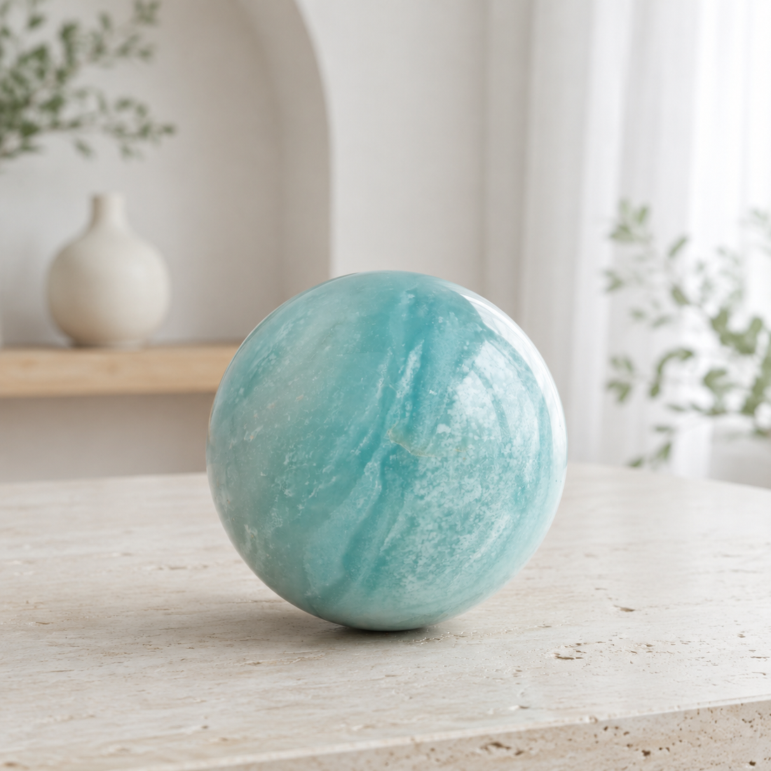 Amazonite Sphere: Calm, Communication & Gentle Healing Crystal