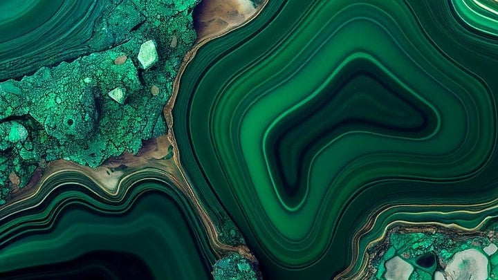Vibrant green Malachite stone with distinctive banding patterns
