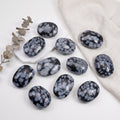 Snowflake Obsidian Palm Stone | Natural Polished Snowflake Obsidian Tumbled Pocket Stone For Meditation & Home Decor