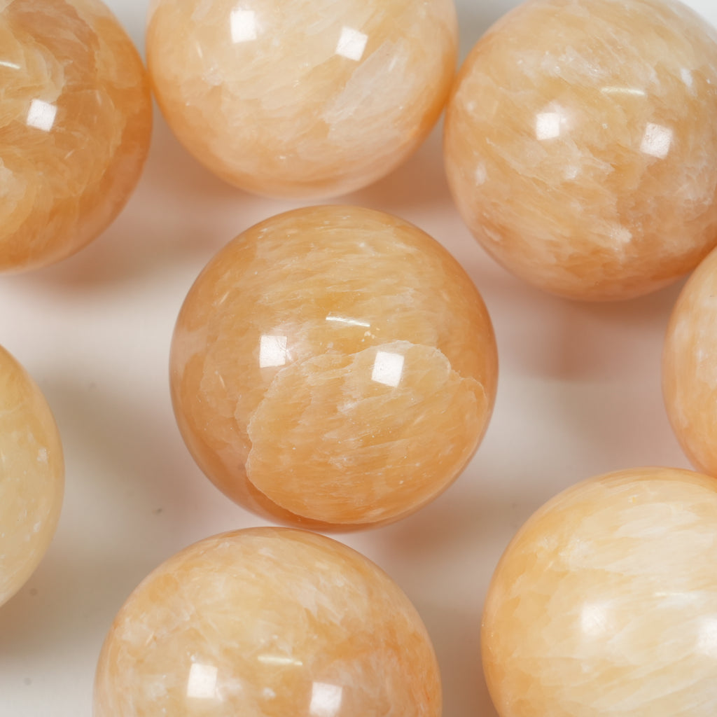 Natural Honey Calcite Sphere, Polished Honey Calcite Crystal Ball, Healing Crystal Stone for Home Decor, Meditation, Reiki & Crystal Collection Gift