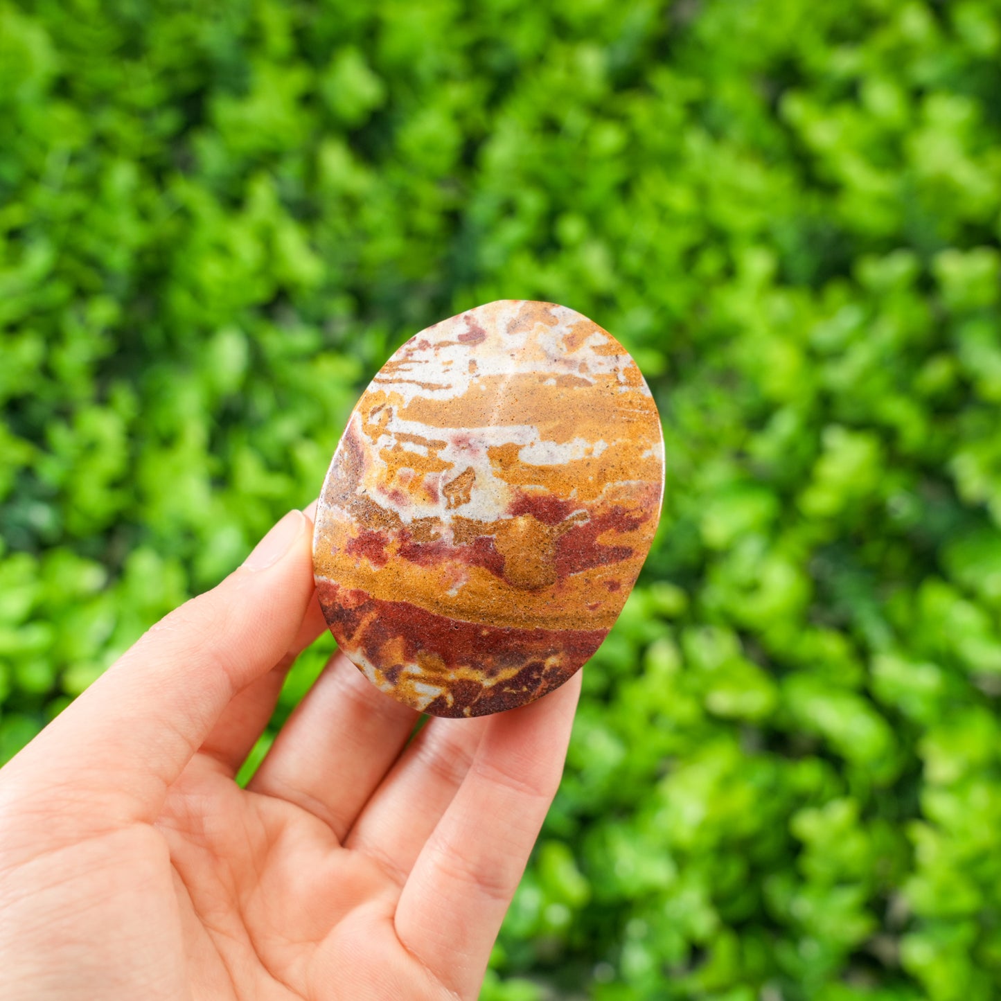Hand Polished Van Gogh Stone Palm Stone - Unique Artistic Jasper for Grounding & Healing