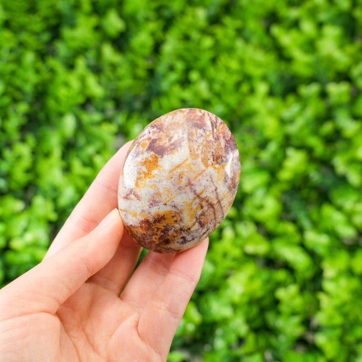 Hand Polished Van Gogh Stone Palm Stone - Unique Artistic Jasper for Grounding & Healing