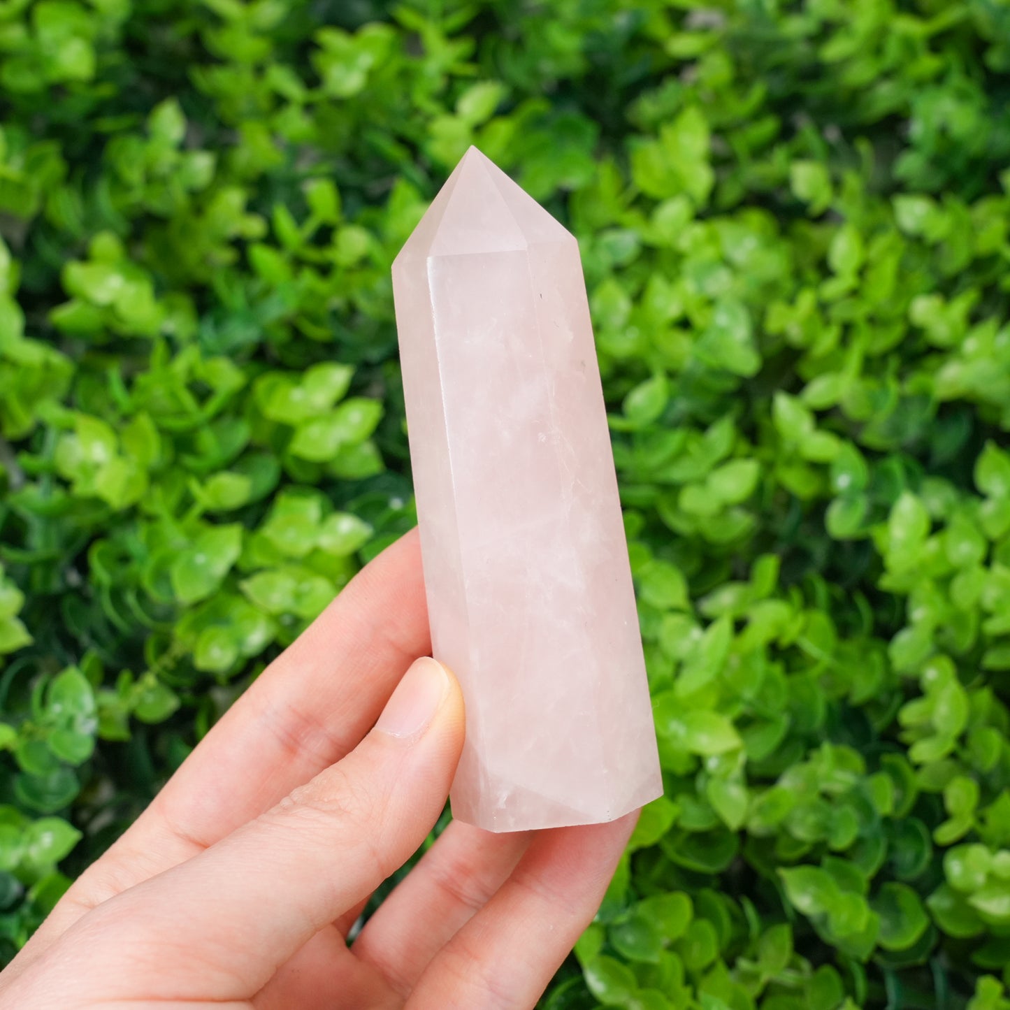 Rose Quartz Crystal Tower, Natural Pink Quartz Point Wand for Stress Relief, Meditation & Desk Decor