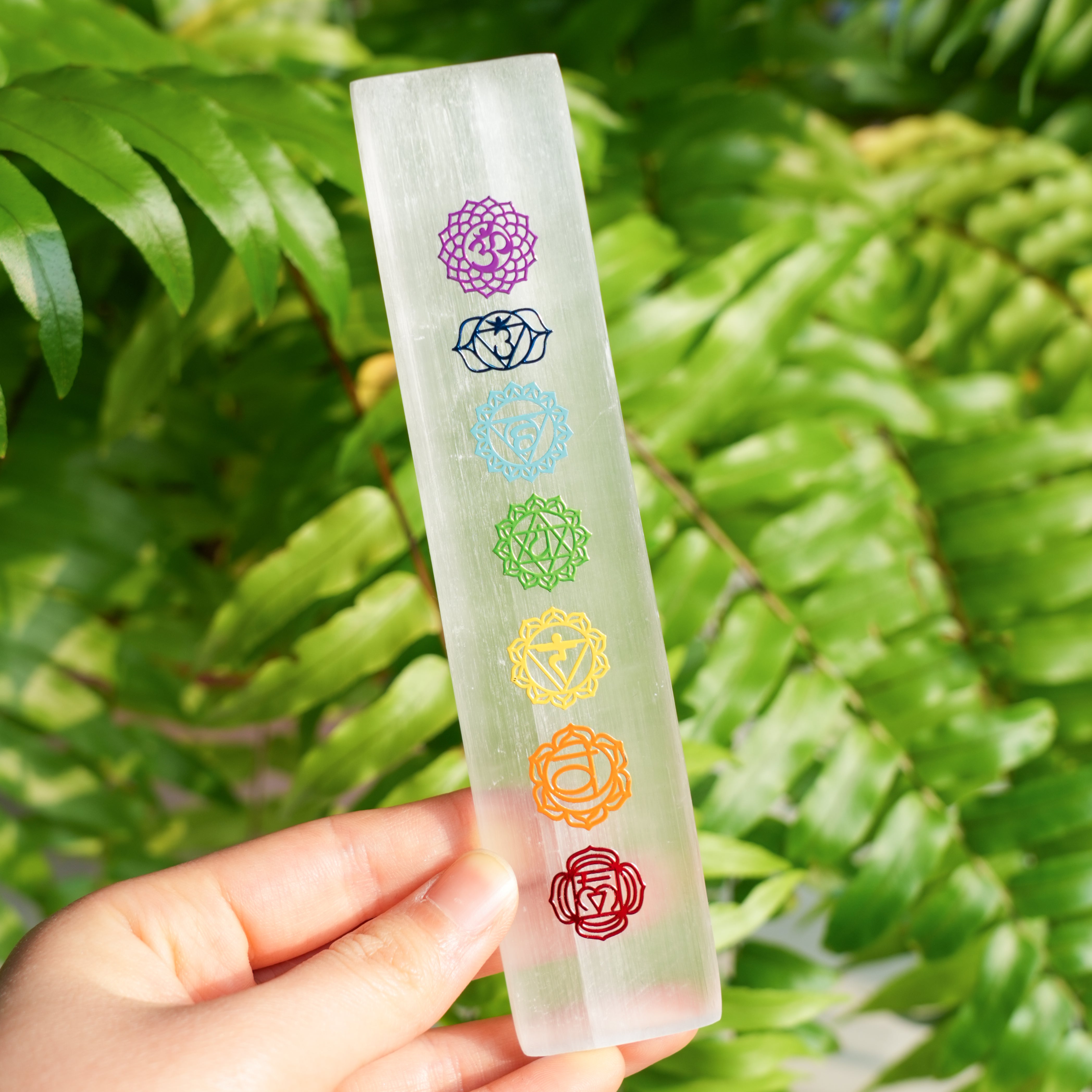 Seven Chakra Selenite Slab