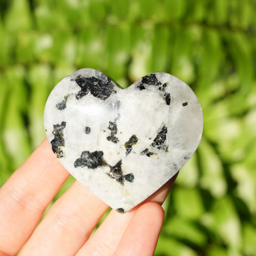 Black Dots White Moonstone Heart