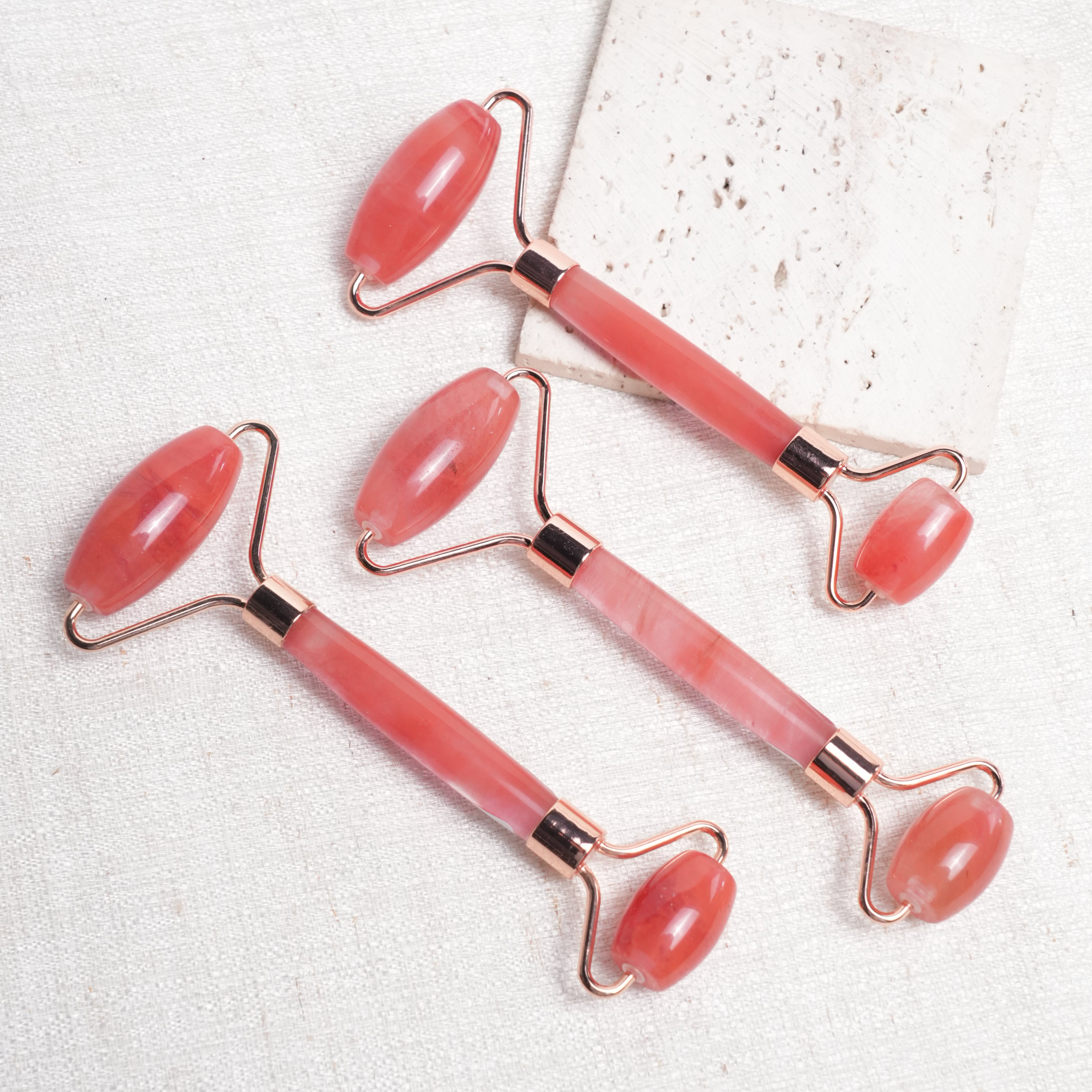 Red Melting Crystal Roller for Face & Gua Sha