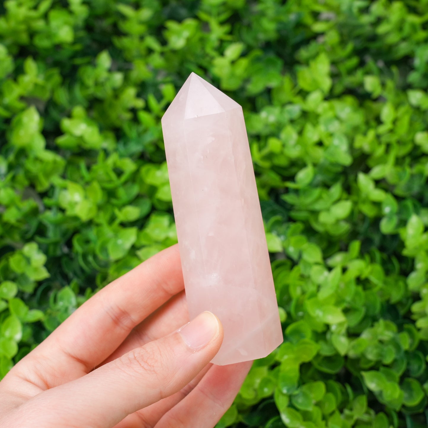 Rose Quartz Crystal Tower, Natural Pink Quartz Point Wand for Stress Relief, Meditation & Desk Decor