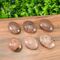 Peach Moonstone with Smoky Quartz Palm Stone - Natural Crystal Worry Stone for Emotional Balance