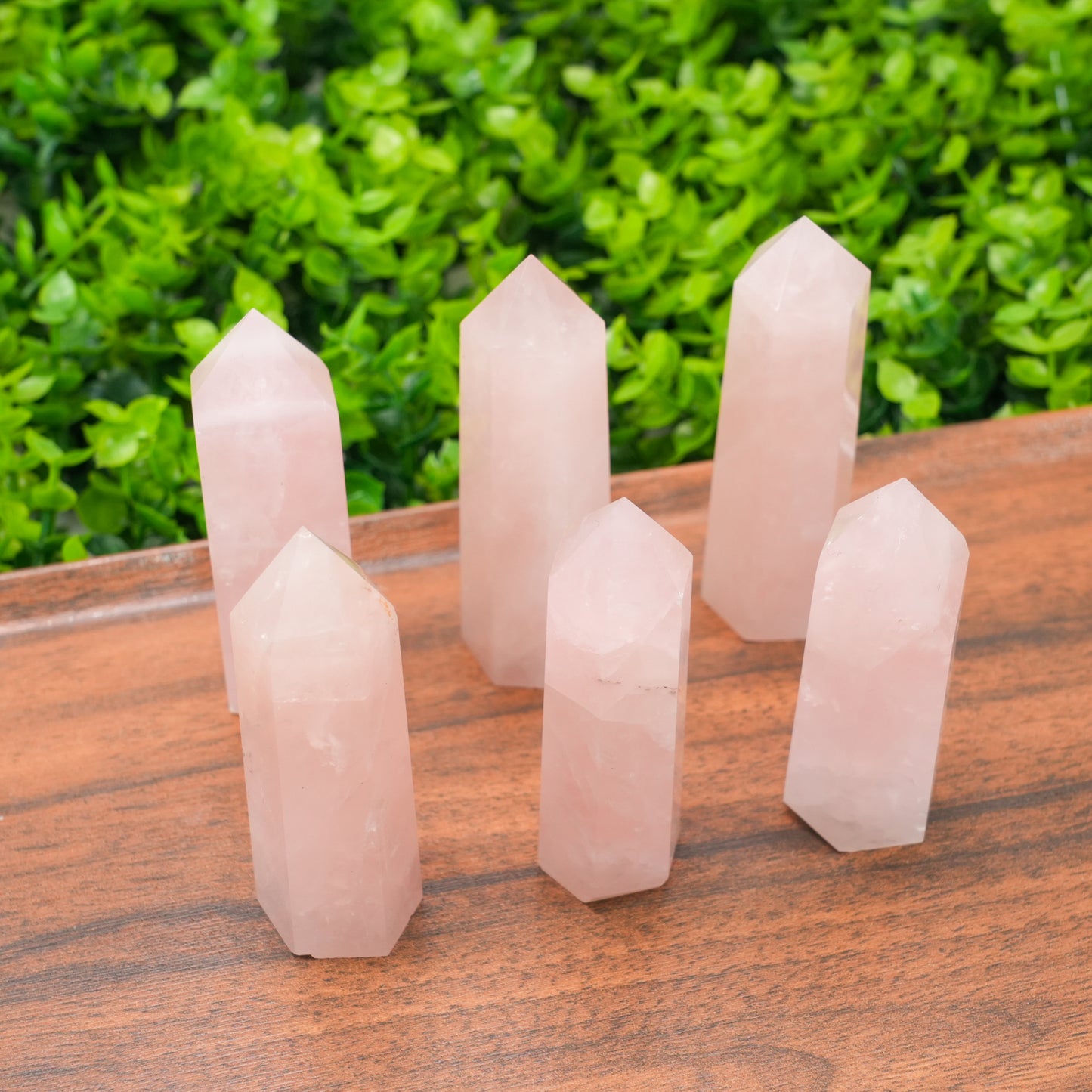 Rose Quartz Crystal Tower, Natural Pink Quartz Point Wand for Stress Relief, Meditation & Desk Decor