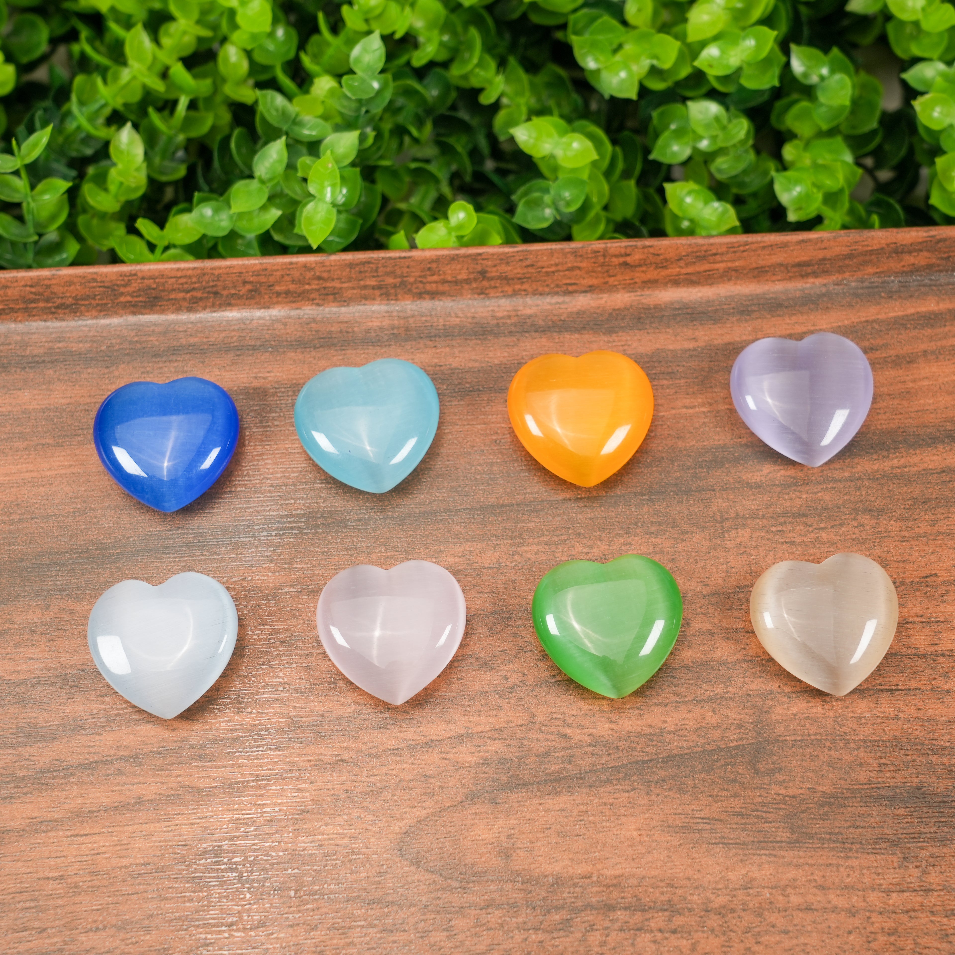 Assorted Color Cat's Eye Heart Shaped Worry Stones, Pocket Palm Stones for Meditation & Anxiety Relief