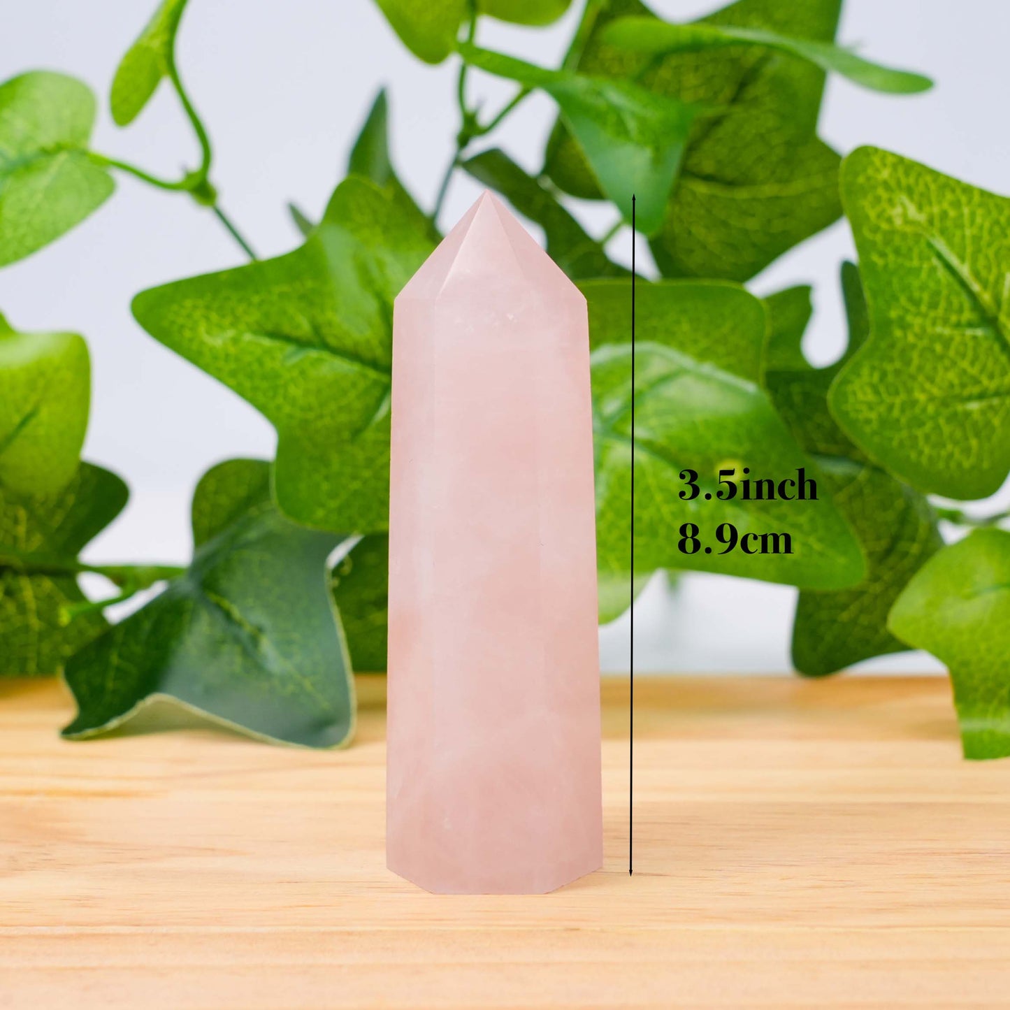 Rose Quartz Crystal Tower, Natural Pink Quartz Point Wand for Stress Relief, Meditation & Desk Decor