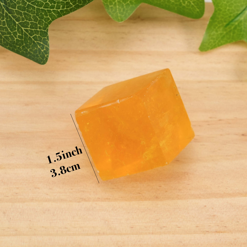 Yellow Fluorite Cube | Polished Healing Crystal for Energy Balance & Home Decor