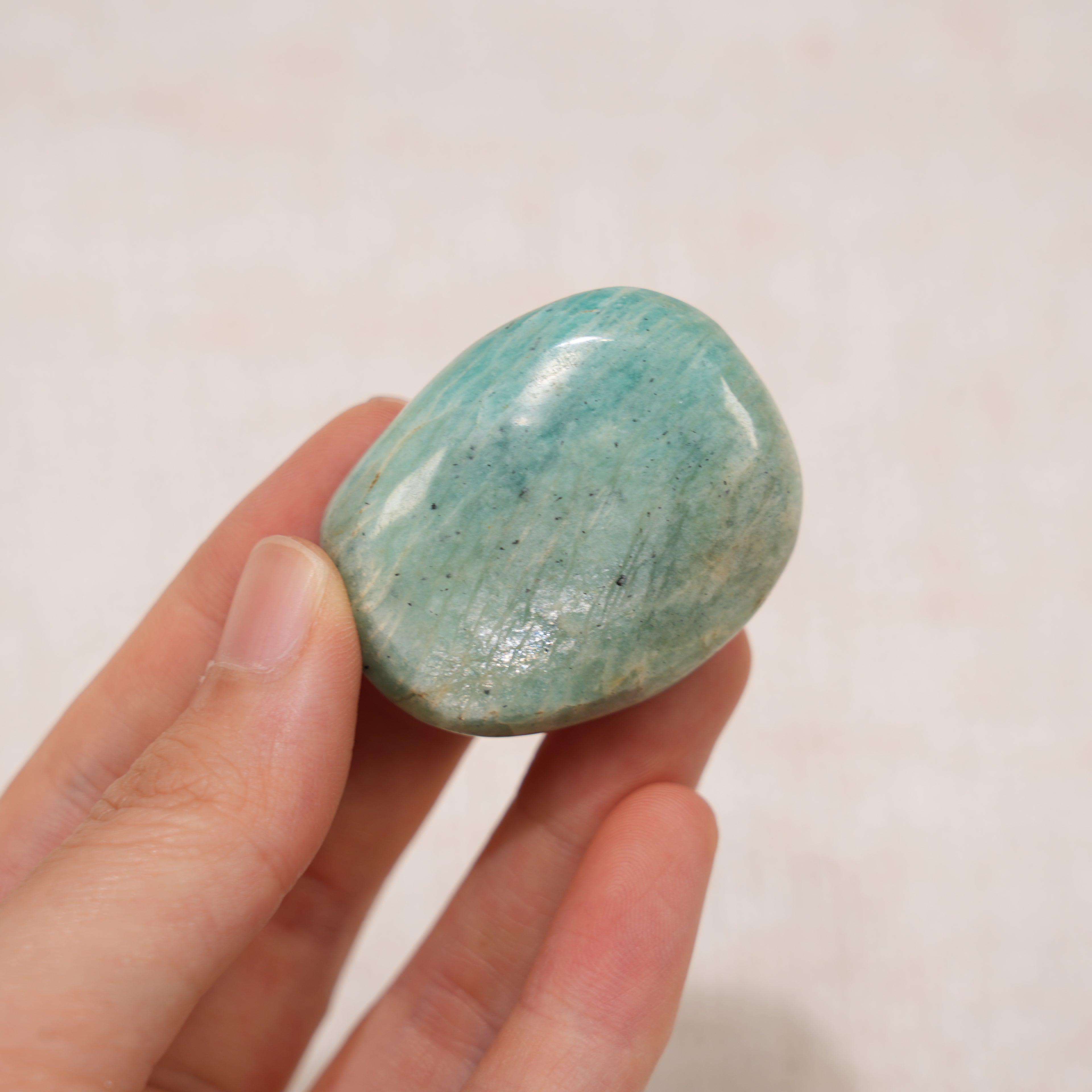 Amazonite Tumbled Palm Stone, Polished Amazonite Pocket Crystal for Meditation, Chakra Healing & Home Decor