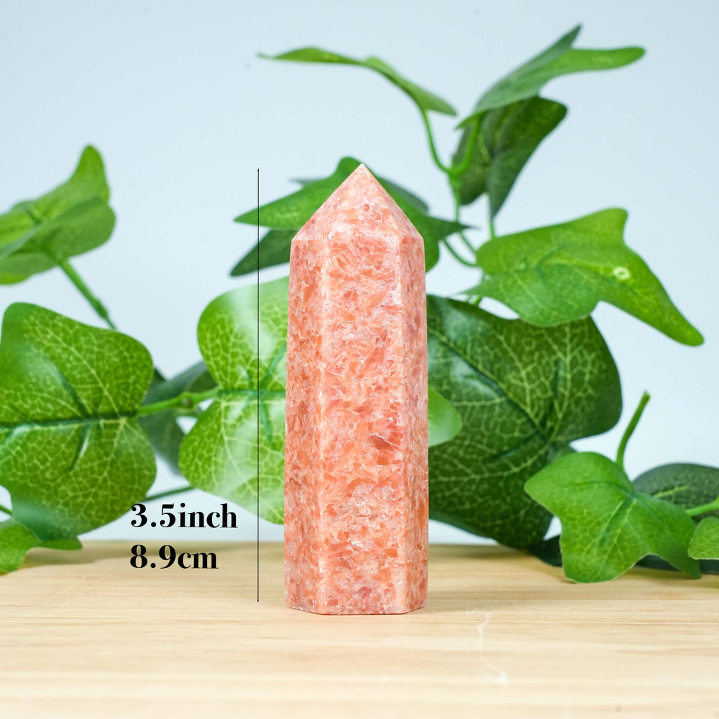 Sunstone Crystal Tower Obelisk, Polished Point Wand for Energy Healing & Home Decor