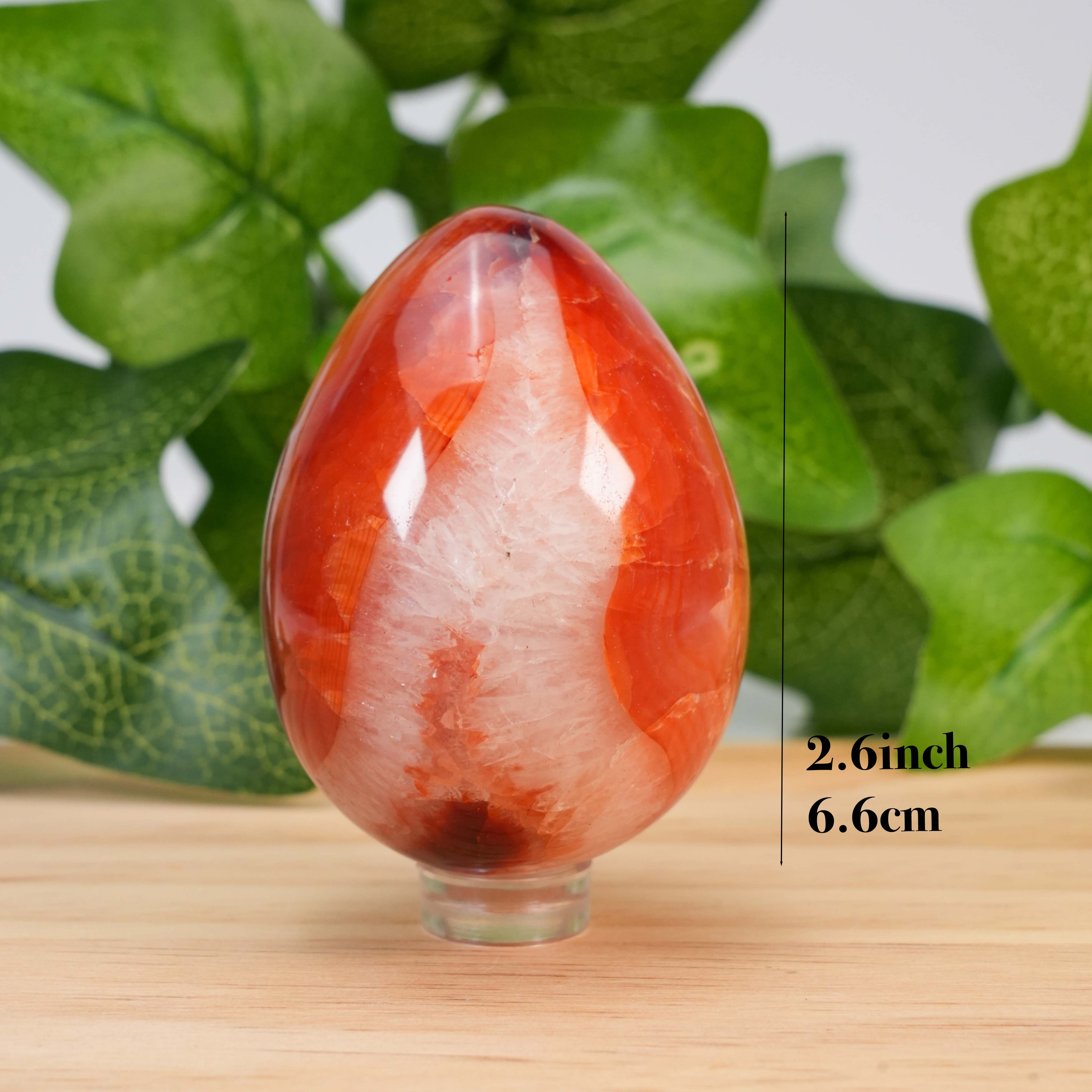 Natural Red Agate Crystal Egg Hand-Polished Healing Stone Sculpture