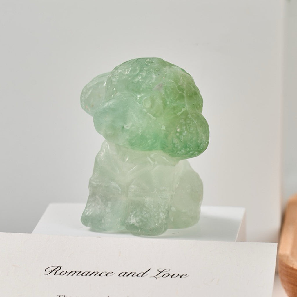 Handmade Gemstone Crystal Dog Statue