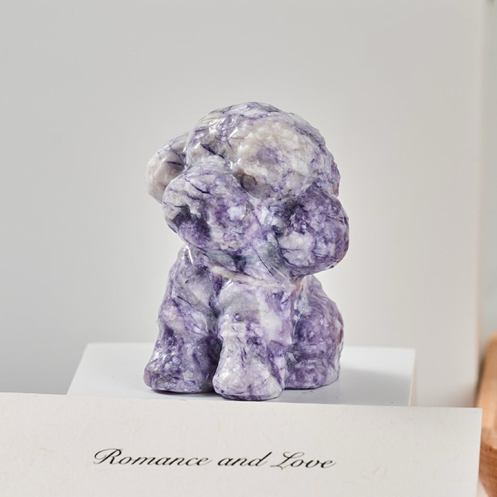 Handmade Gemstone Crystal Dog Statue
