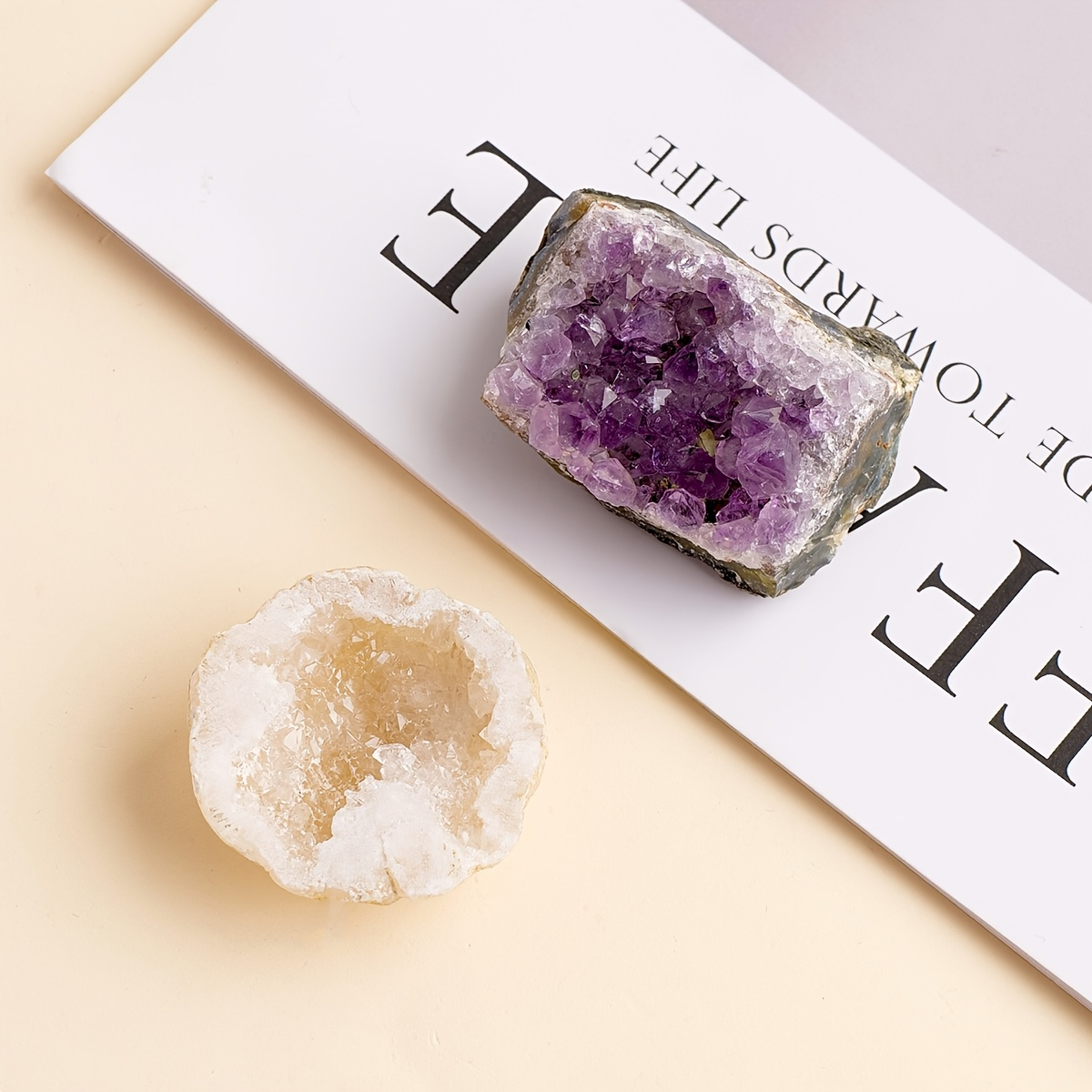 Natural Healing Crystal Gift Box Kit, Rose Quartz Heart Palm Stone, Amethyst Cluster, Clear Quartz Geode Agate, 7 Chakra Polished Tumbled Stones Set For Meditation, Home Desk Decor, Valentine’s Day Jewelry Making Gift