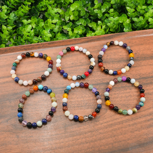 Crystal Mixed Material Bracelet - Handmade Beaded Bracelet with Stone & Alloy for Women Men, Dainty Minimalist Jewelry Gift