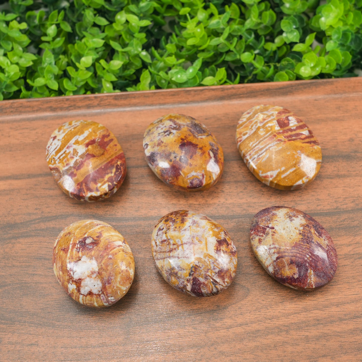 Hand Polished Van Gogh Stone Palm Stone - Unique Artistic Jasper for Grounding & Healing