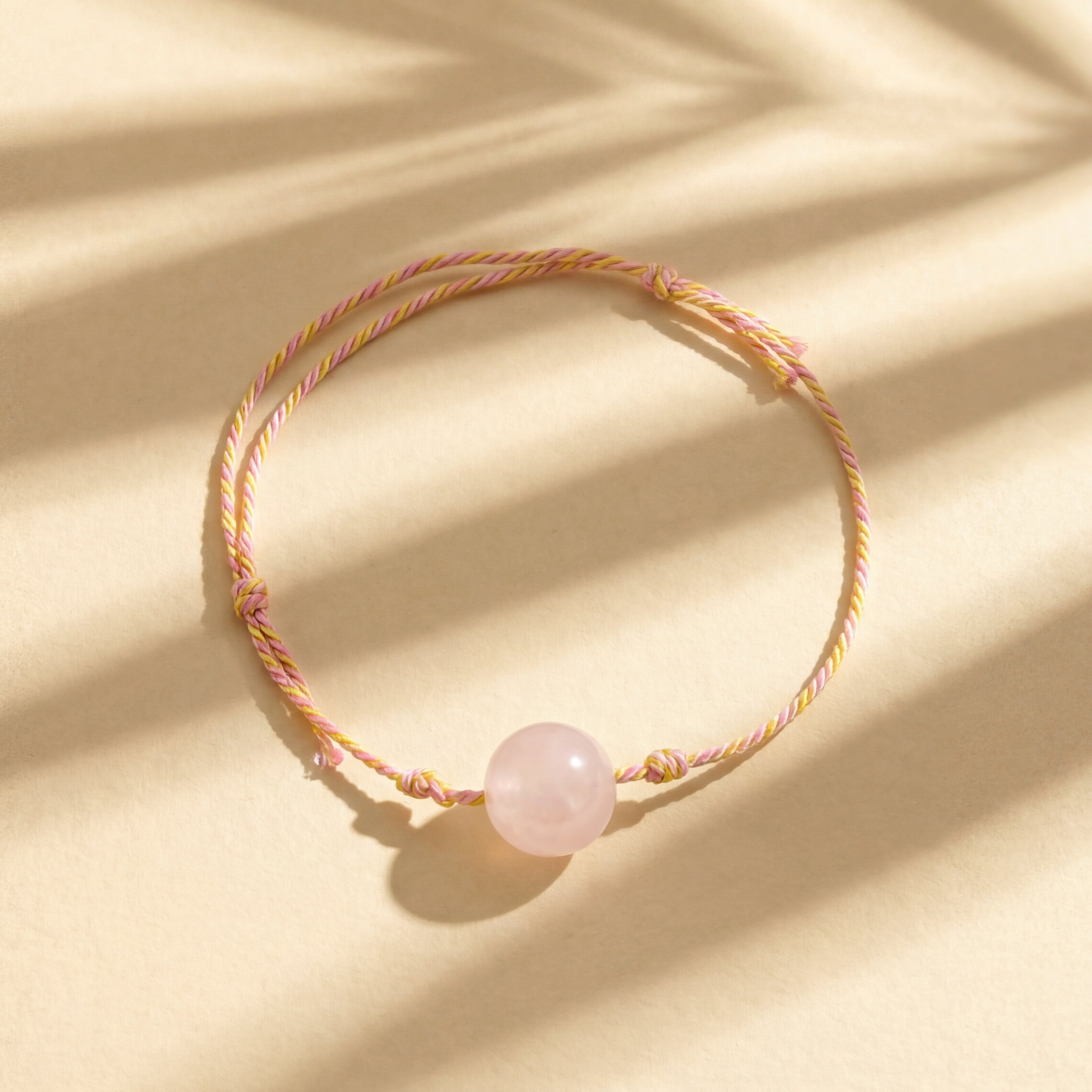 Rose Quartz Sphere Wristband Bracelet