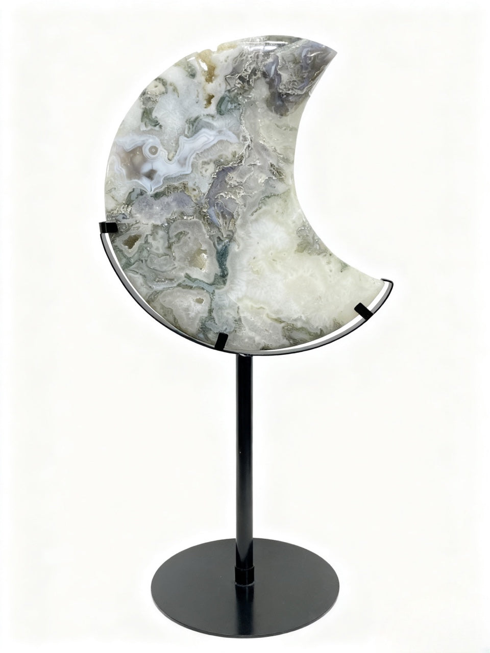 Moss Agate Moon Carving